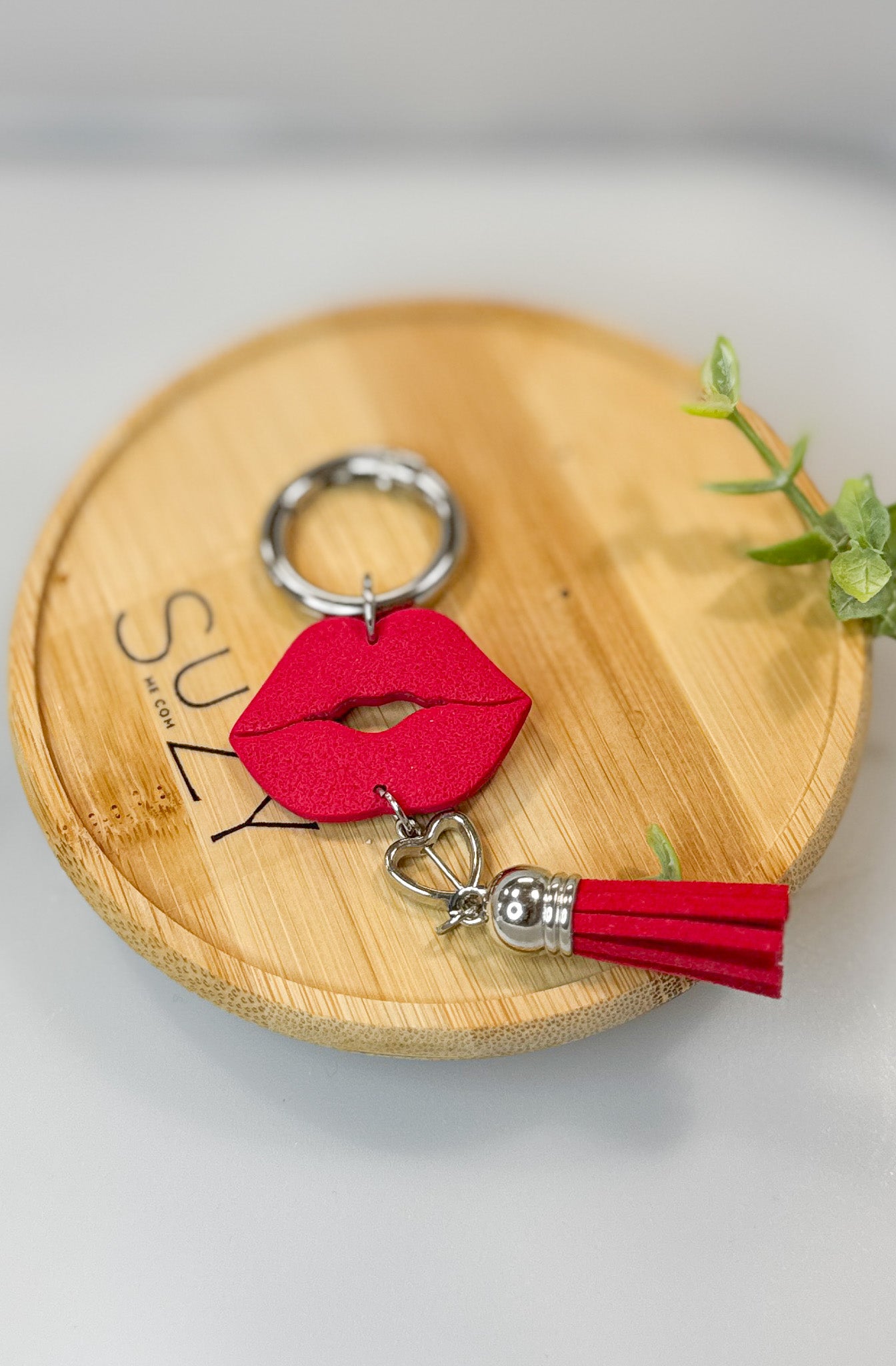 L15 Heart Inspired Book bag tag, Handmade Polymer Clay Jewelry, Red