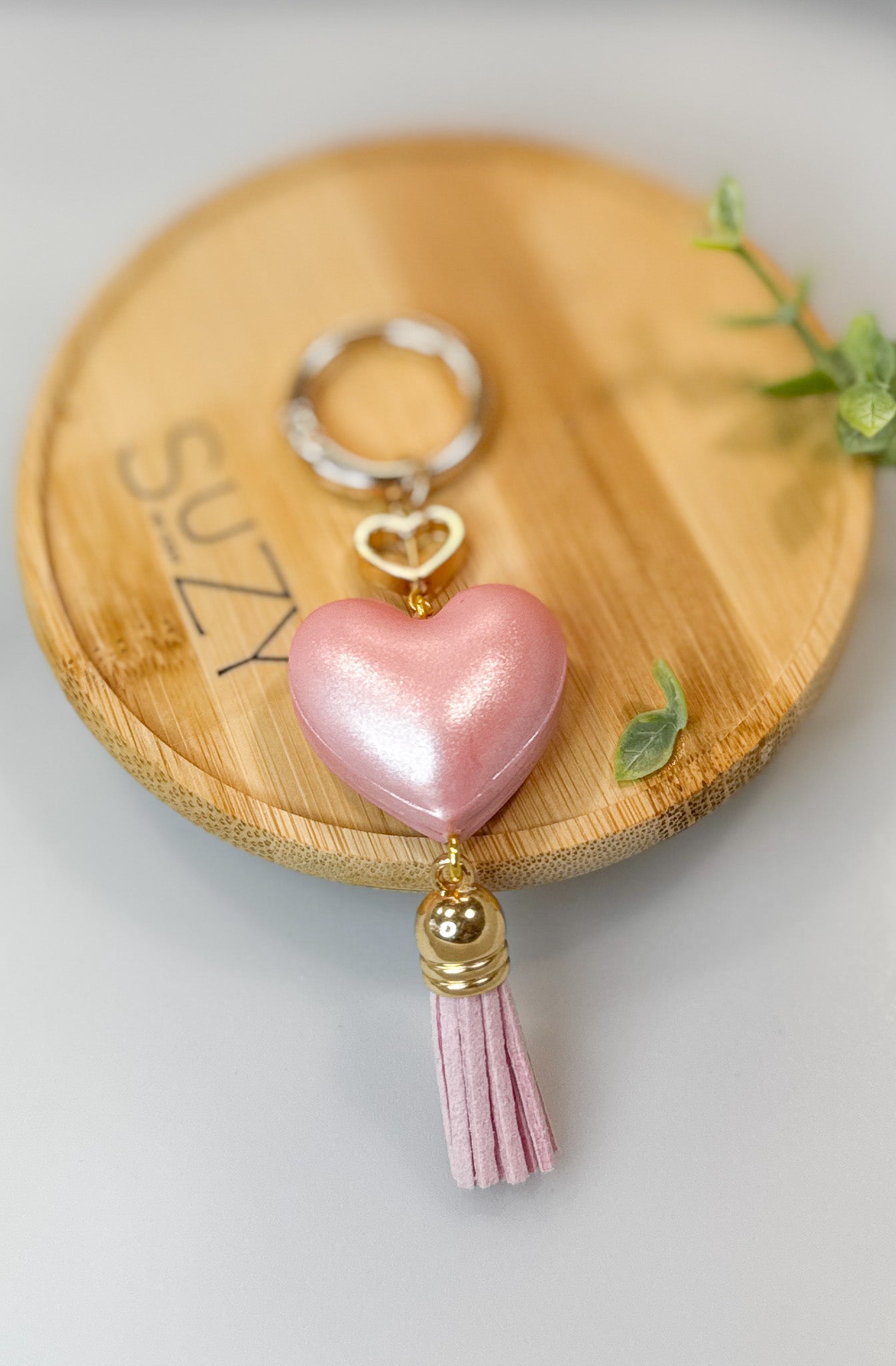 L14 Heart Inspired Book bag tag, Handmade Polymer Clay Jewelry, Pink, Rose