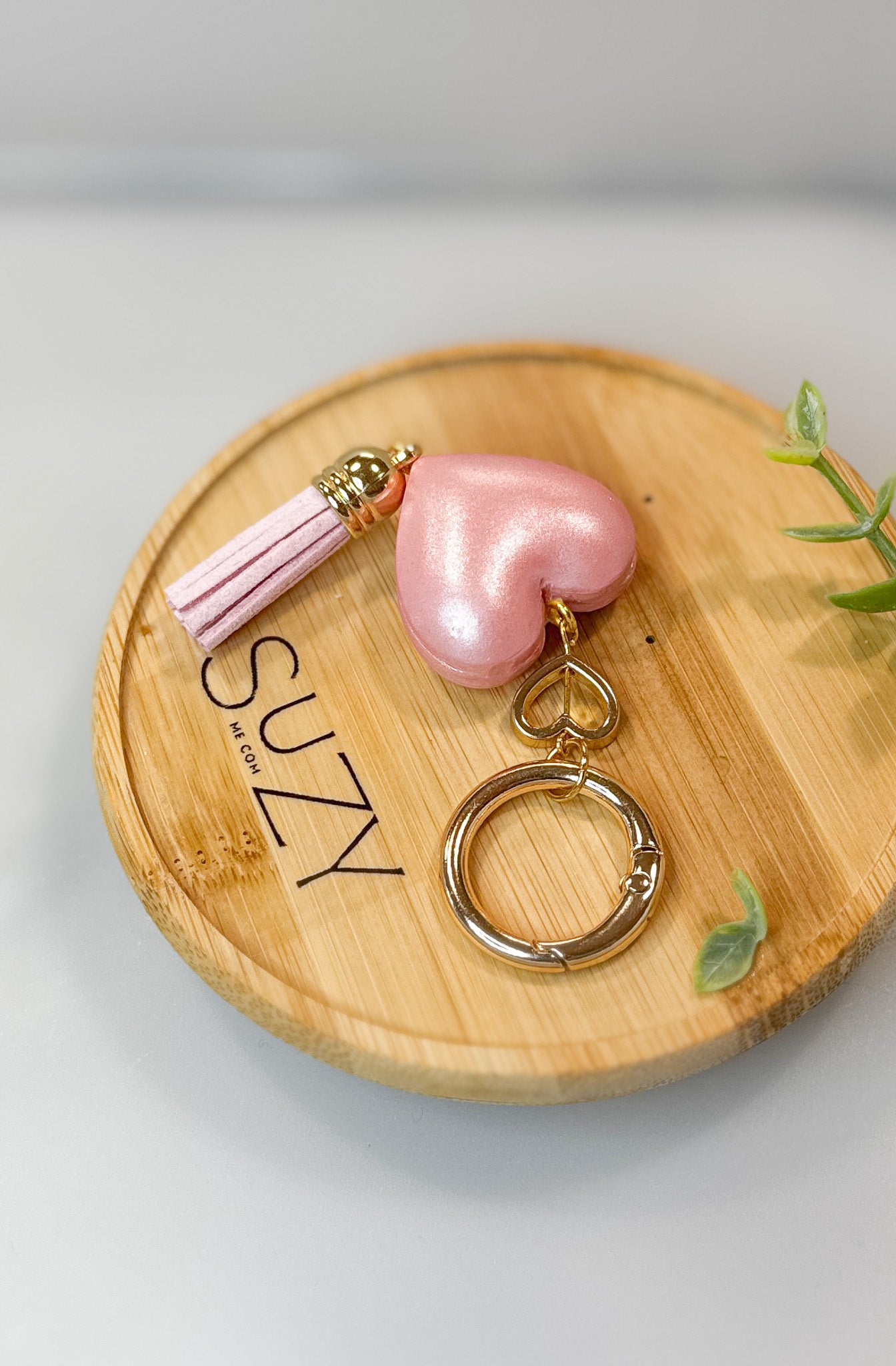L14 Heart Inspired Book bag tag, Handmade Polymer Clay Jewelry, Pink, Rose