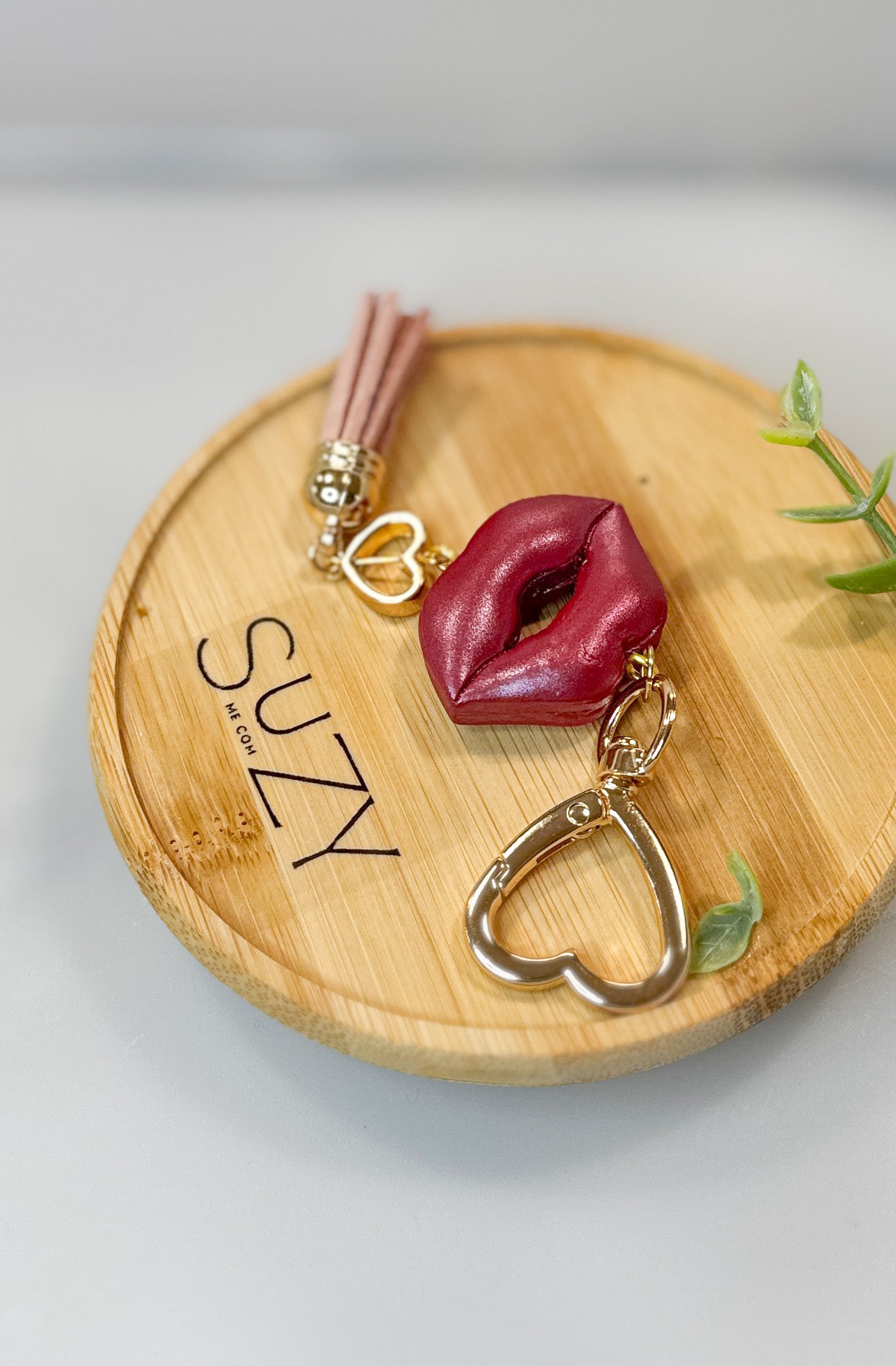 L13 Heart Inspired Book bag tag, Handmade Polymer Clay Jewelry, Red