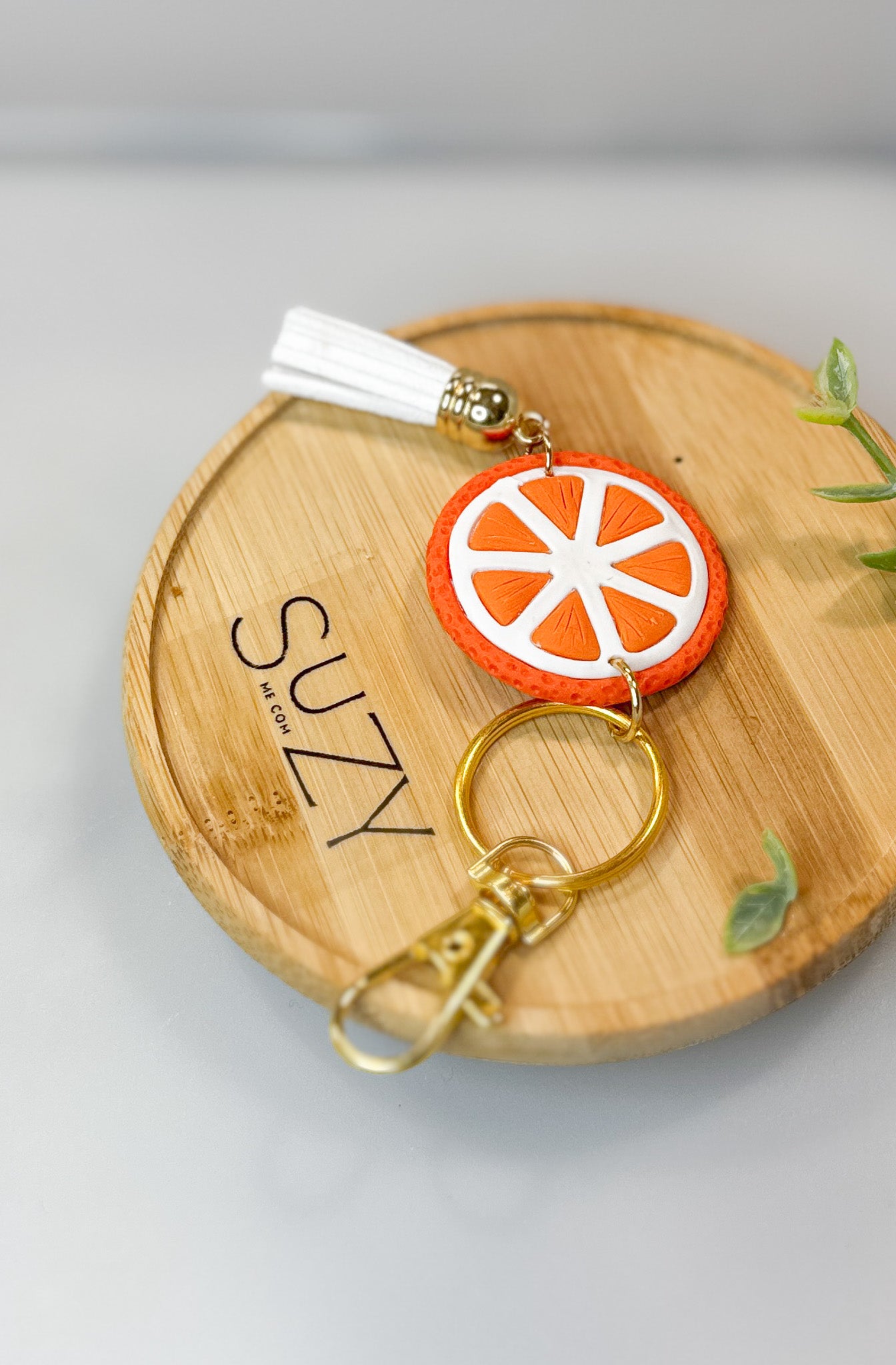 FR 14 Orange Bag Tag Fruit Inspired, Polymer clay accessories, Gift for girl, gift for her