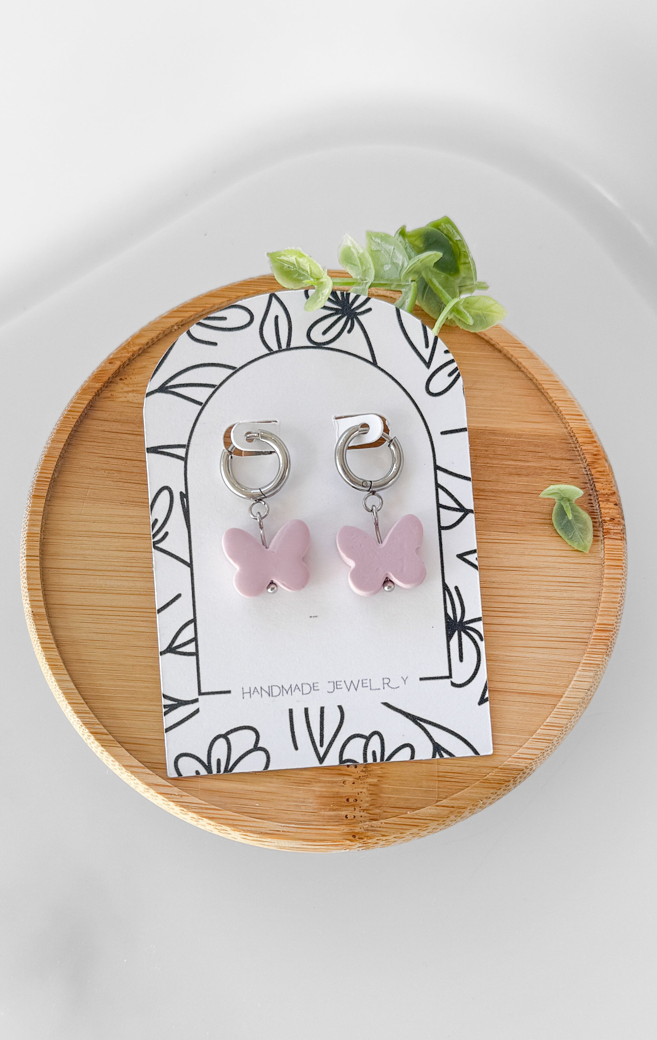 SUZY8 Everyday, Lightweight Hypoallergenic Stainless Steel Earrings, Durable Handmade Polymer Clay Jewelry, Trendy Soft Pastel Colors Butterfly Dangles