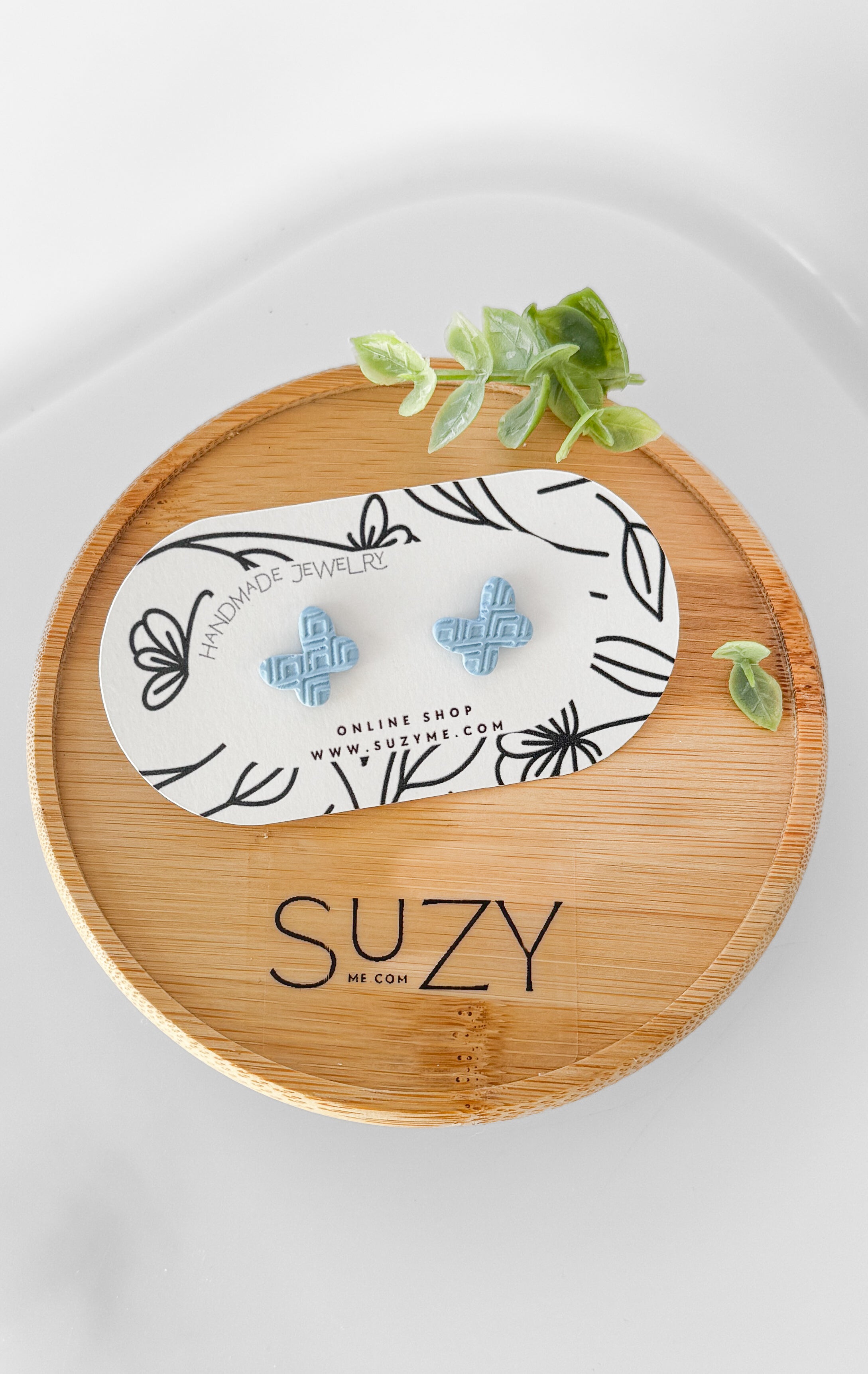 SUZY9 Everyday, Lightweight Hypoallergenic Stainless Steel Earrings, Durable Handmade Polymer Clay Jewelry, Trendy Soft Pastel Colors Butterfly Studs