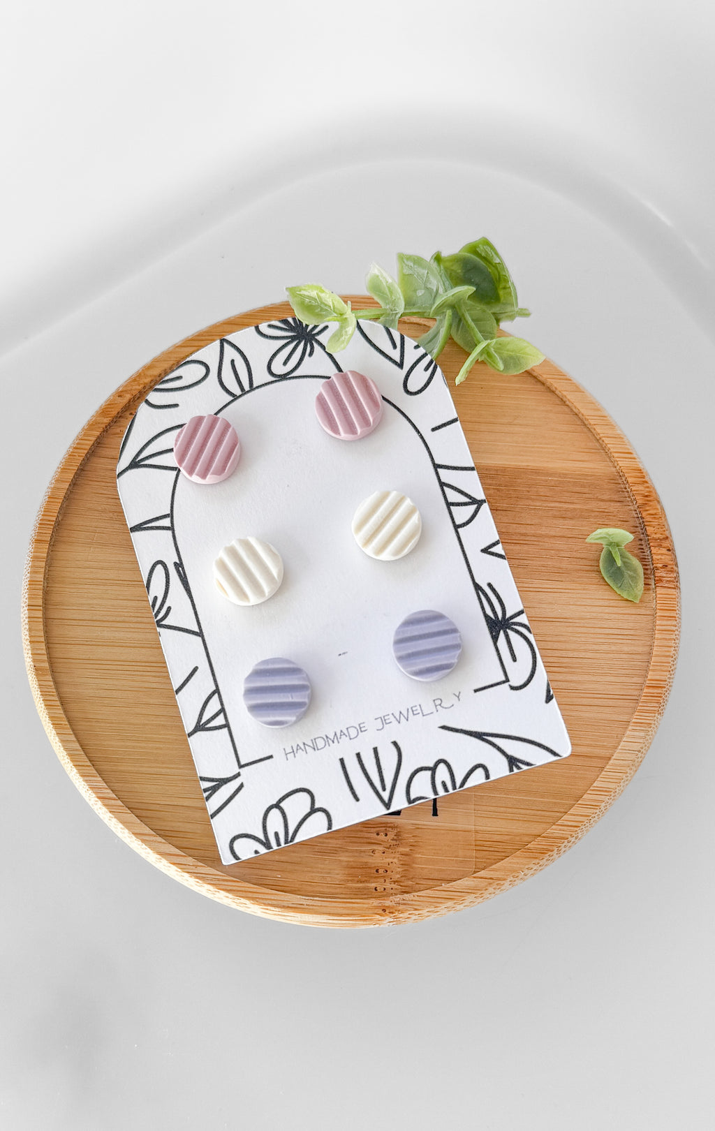 SUZY14 Everyday, Lightweight Hypoallergenic Stainless Steel Earrings, Durable Handmade Polymer Clay Jewelry, Trendy Soft Pastel Colors Round Studs Small