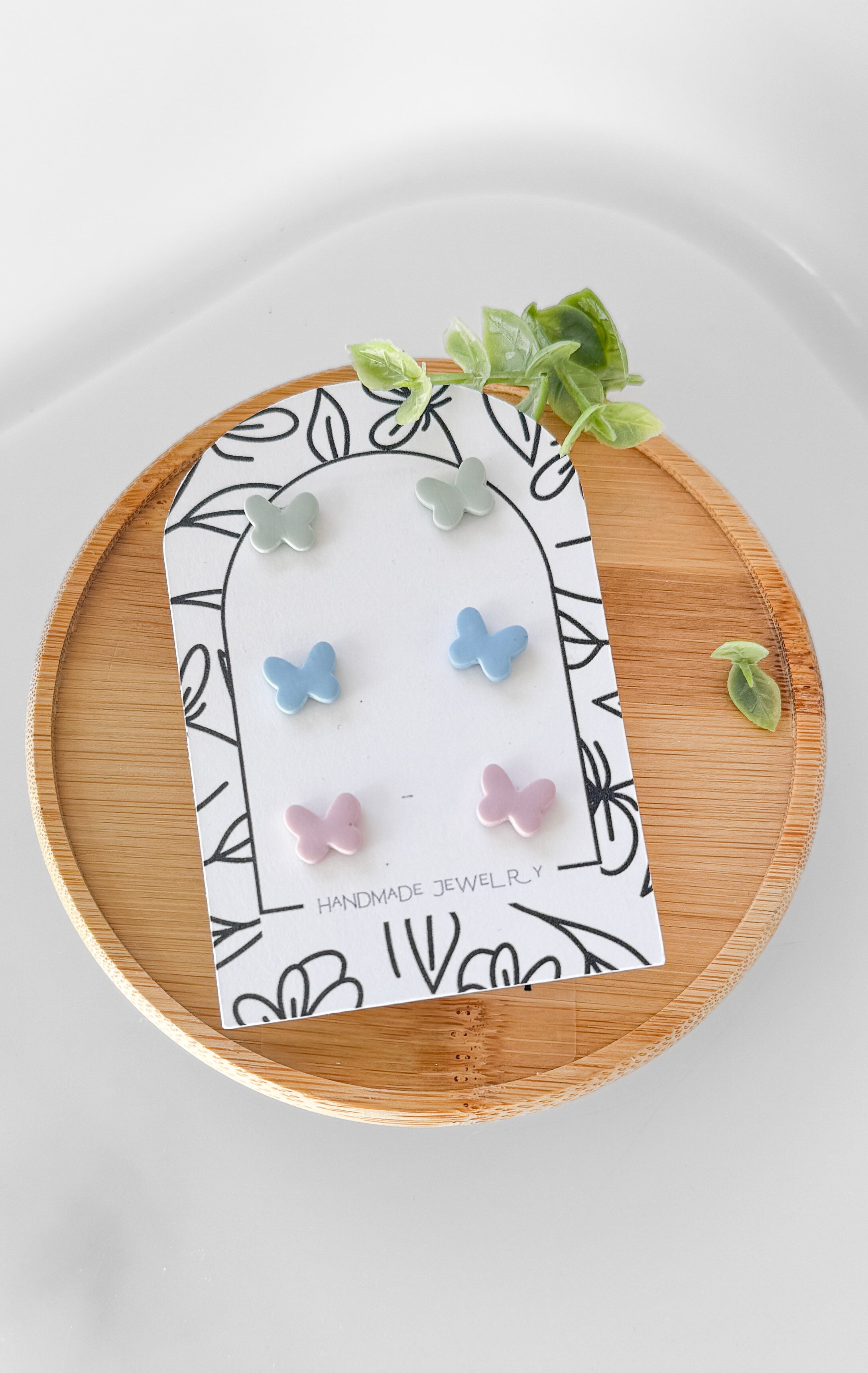 SUZY10 Everyday, Lightweight Hypoallergenic Stainless Steel Earrings, Durable Handmade Polymer Clay Jewelry, Trendy Soft Pastel Colors Butterfly Studs Mini