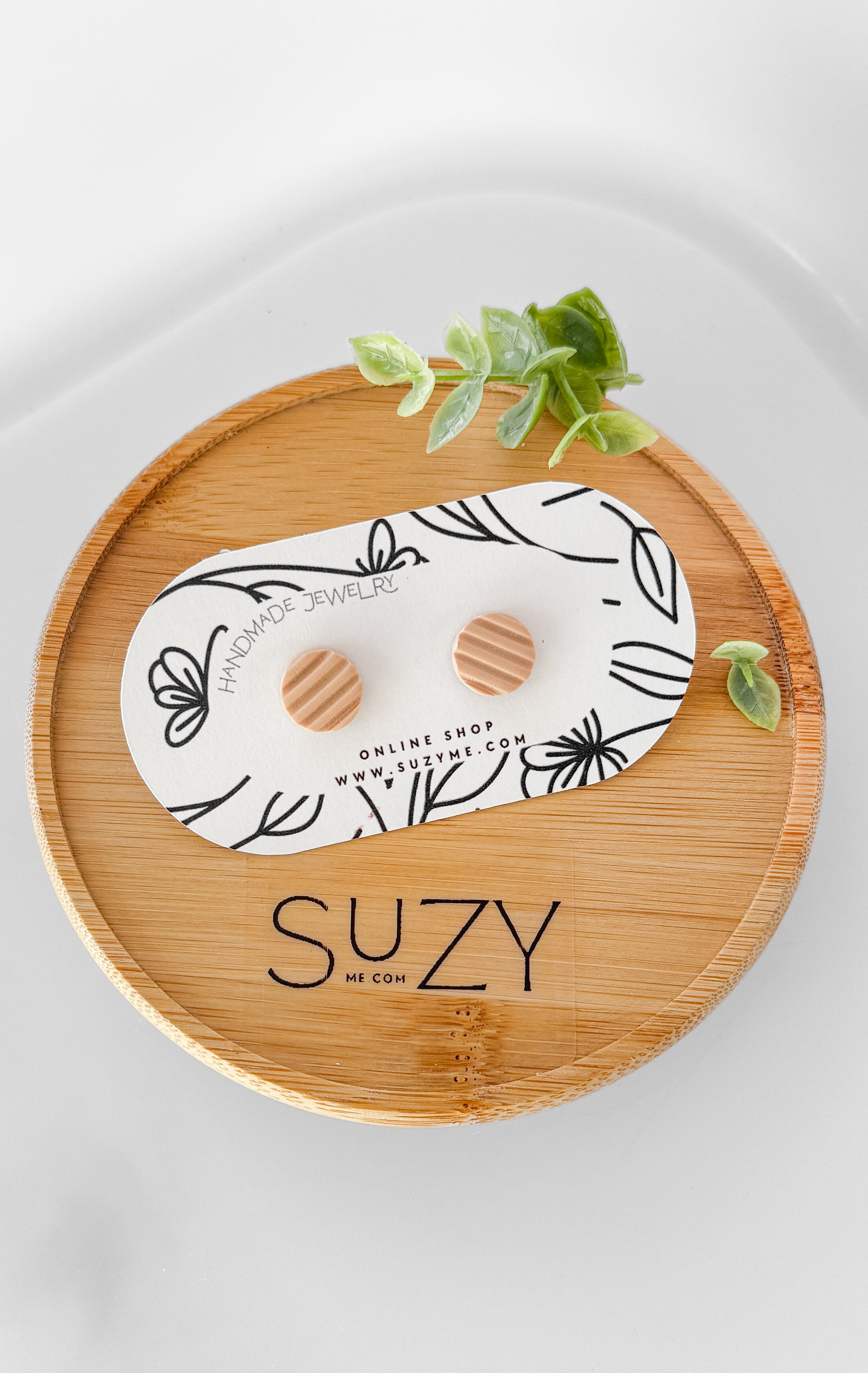 SUZY14 Everyday, Lightweight Hypoallergenic Stainless Steel Earrings, Durable Handmade Polymer Clay Jewelry, Trendy Soft Pastel Colors Round Studs Small