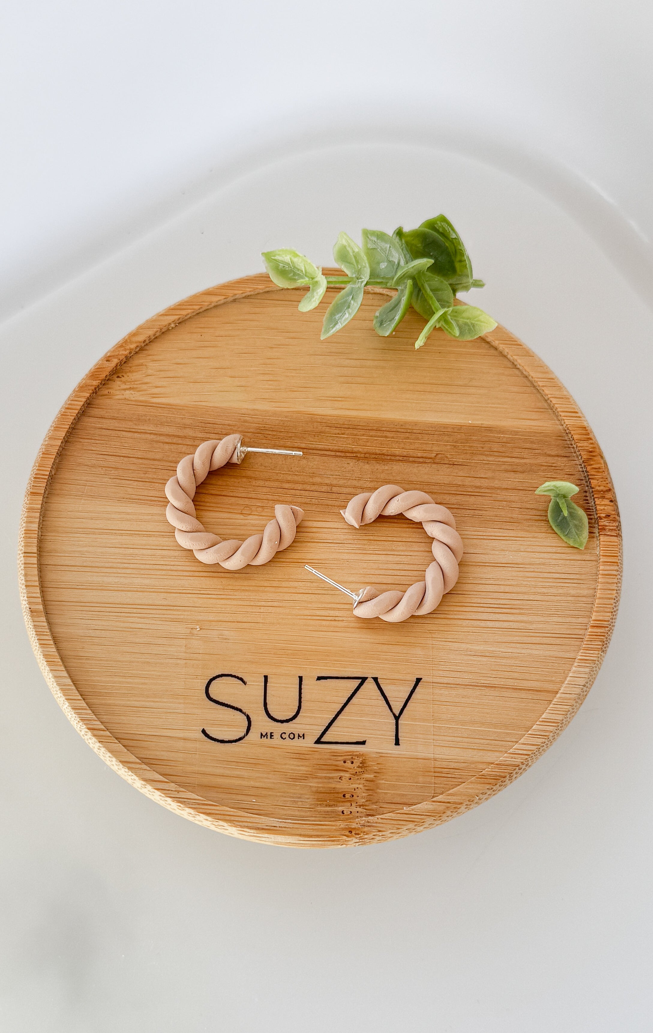 SUZY15 Everyday, Lightweight Hypoallergenic Stainless Steel Earrings, Durable Handmade Polymer Clay Jewelry, Trendy Soft Pastel Colors Twisted Hoops