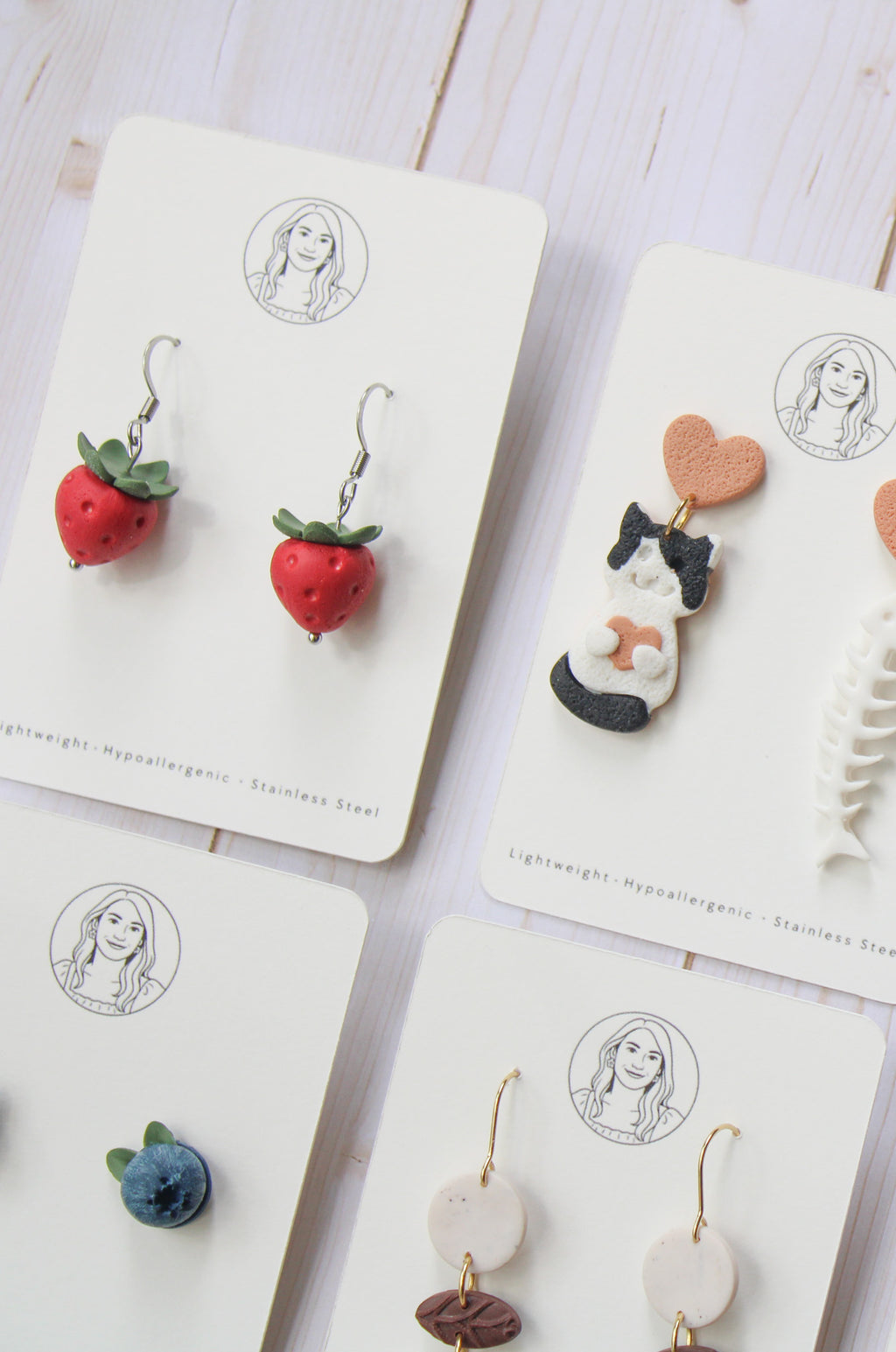 FR5 Fruit Inspired Earrings - Strawberries, Lightweight Statement Jewelry, Boutique Gift for Her .