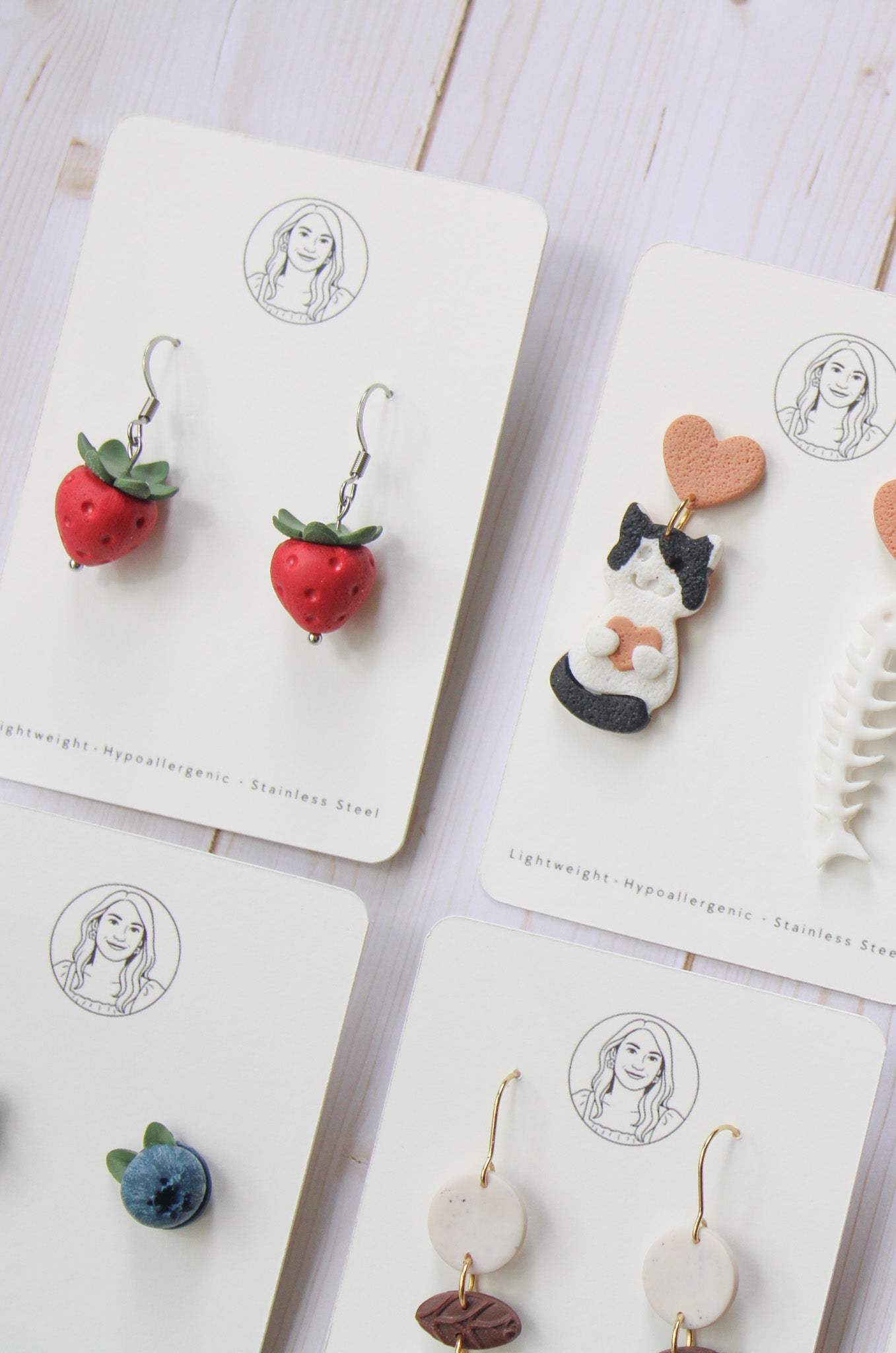 FR5 Fruit Inspired Earrings - Strawberries, Lightweight Statement Jewelry, Boutique Gift for Her .
