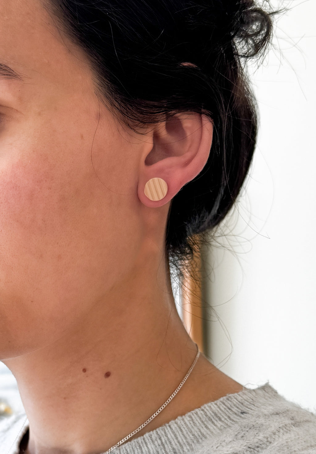 SUZY14 Everyday, Lightweight Hypoallergenic Stainless Steel Earrings, Durable Handmade Polymer Clay Jewelry, Trendy Soft Pastel Colors Round Studs Small