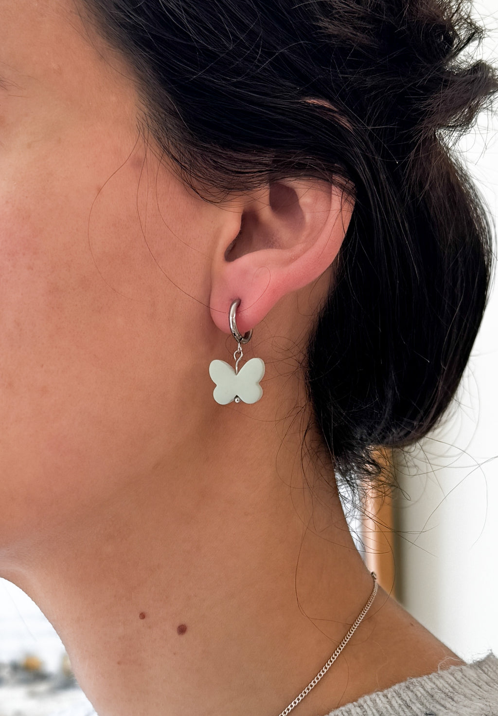 SUZY8 Everyday, Lightweight Hypoallergenic Stainless Steel Earrings, Durable Handmade Polymer Clay Jewelry, Trendy Soft Pastel Colors Butterfly Dangles