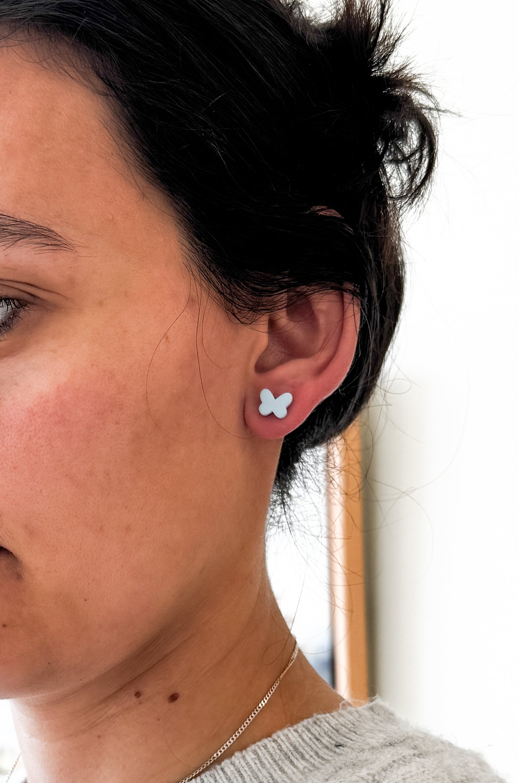 SUZY10 Everyday, Lightweight Hypoallergenic Stainless Steel Earrings, Durable Handmade Polymer Clay Jewelry, Trendy Soft Pastel Colors Butterfly Studs Mini
