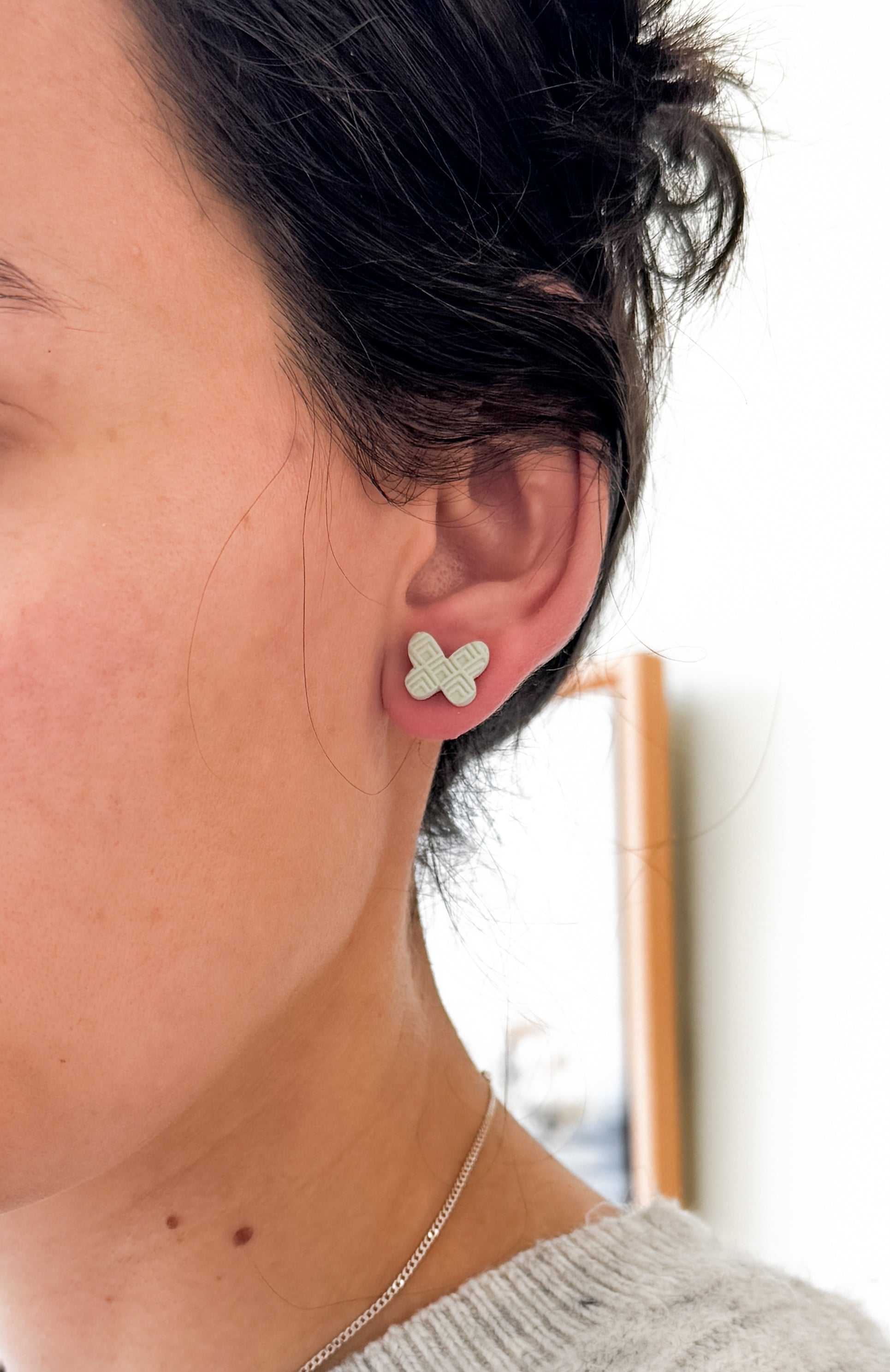 SUZY9 Everyday, Lightweight Hypoallergenic Stainless Steel Earrings, Durable Handmade Polymer Clay Jewelry, Trendy Soft Pastel Colors Butterfly Studs