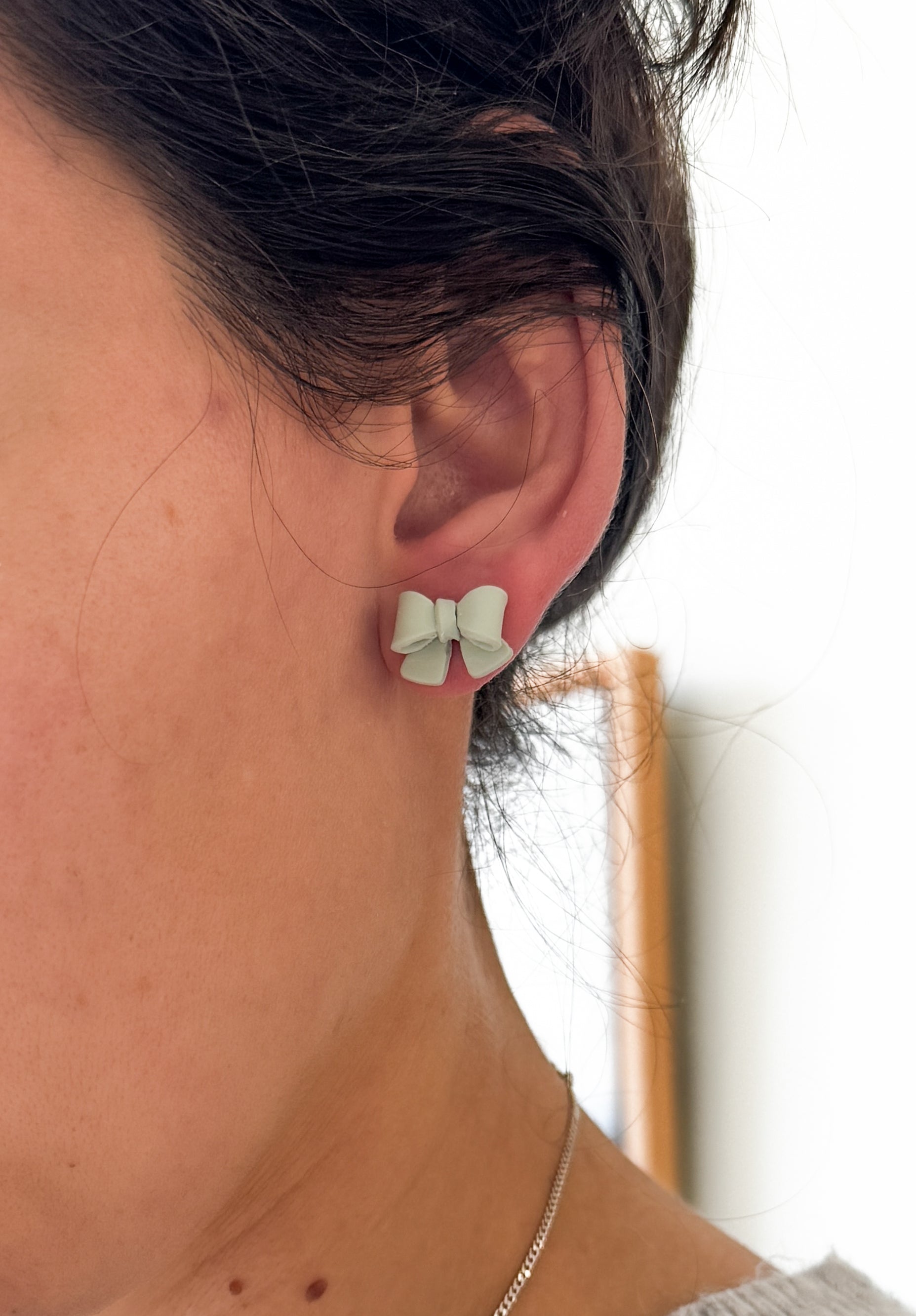 SUZY7 Everyday, Lightweight Hypoallergenic Stainless Steel Earrings, Durable Handmade Polymer Clay Jewelry, Trendy Soft Pastel Colors Bow Studs