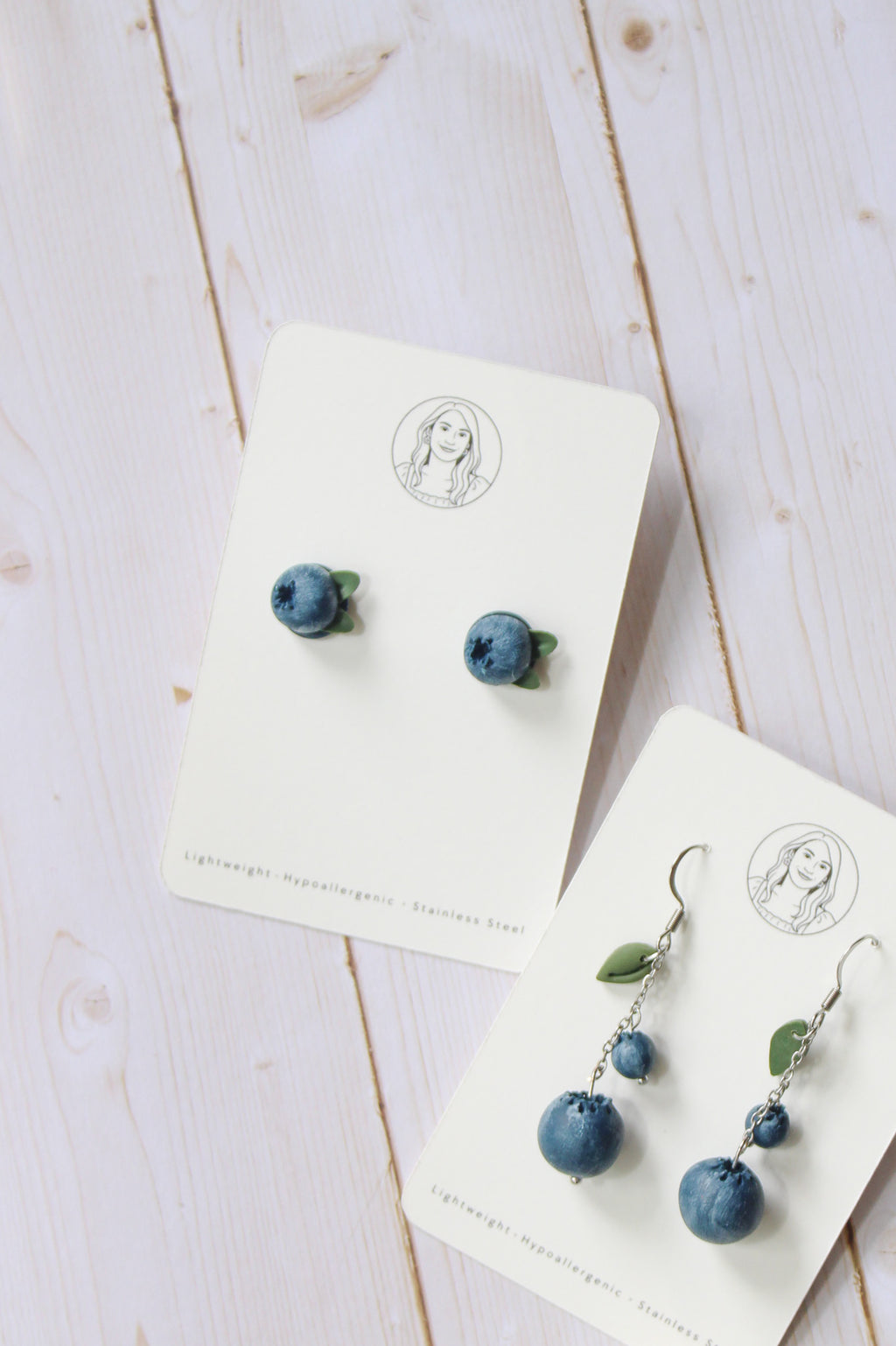 FR1 Fruit Inspired Earrings - Blueberries, Lightweight Statement Jewelry, Boutique Gift for Her STUDS