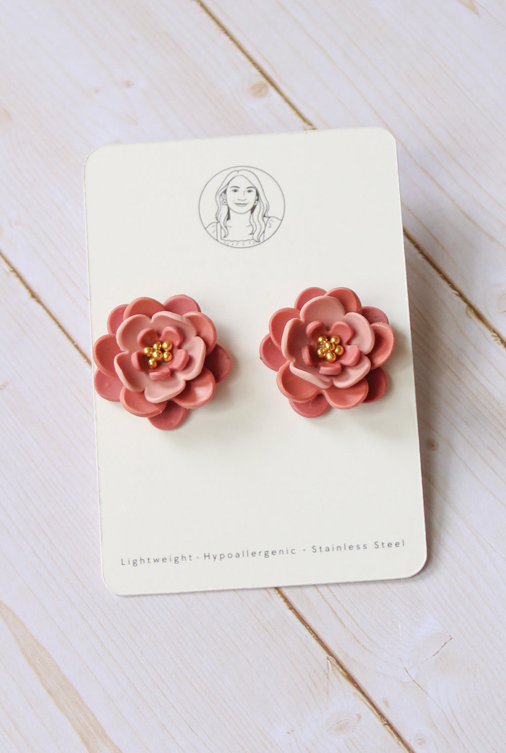 PUG4 Dainty Floral Bookish Inspired STUD earrings, Handmade Polymer Clay Dangle, Gift, Soft Colors