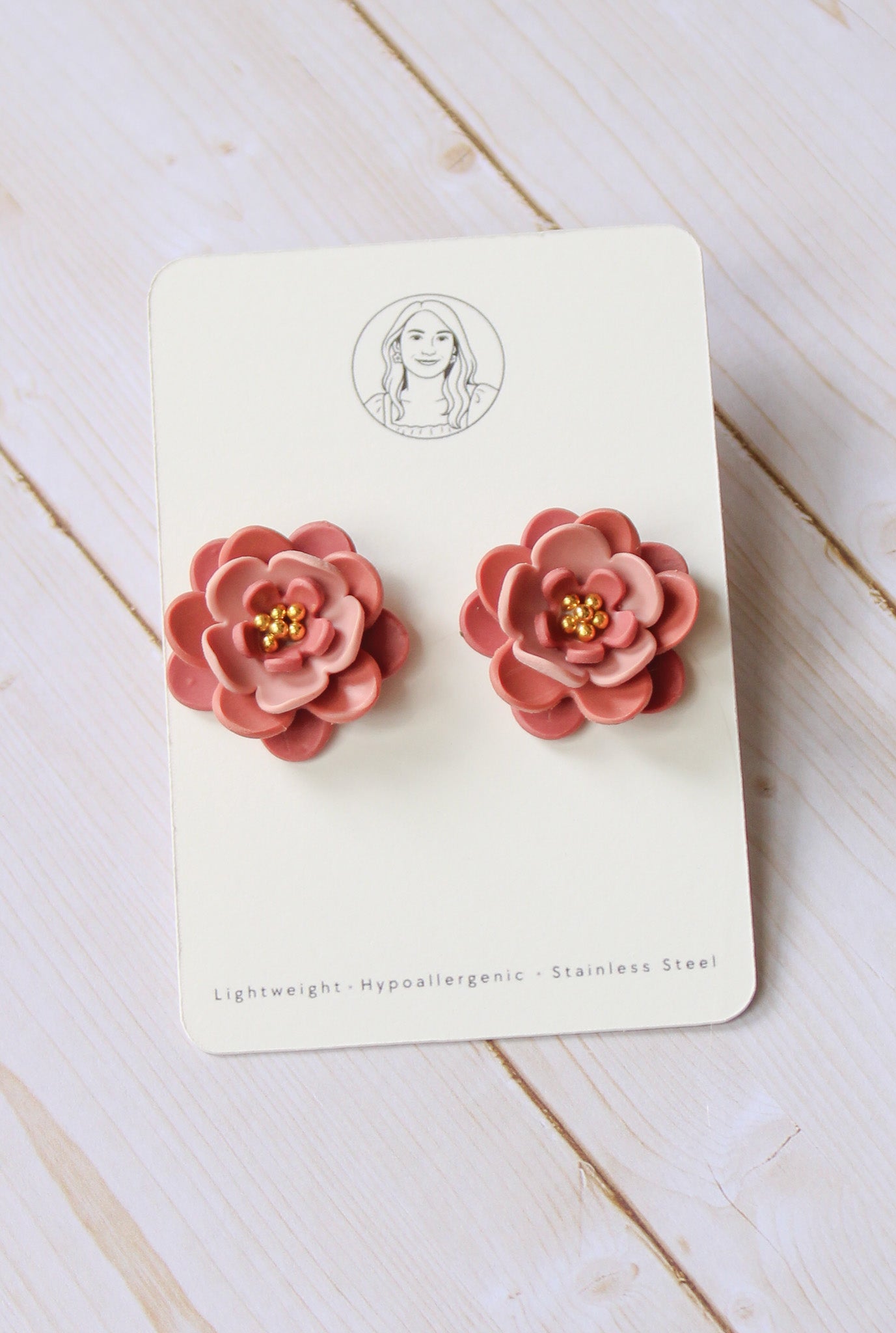 PUG4 Dainty Floral Bookish Inspired STUD earrings, Handmade Polymer Clay Dangle, Gift, Soft Colors