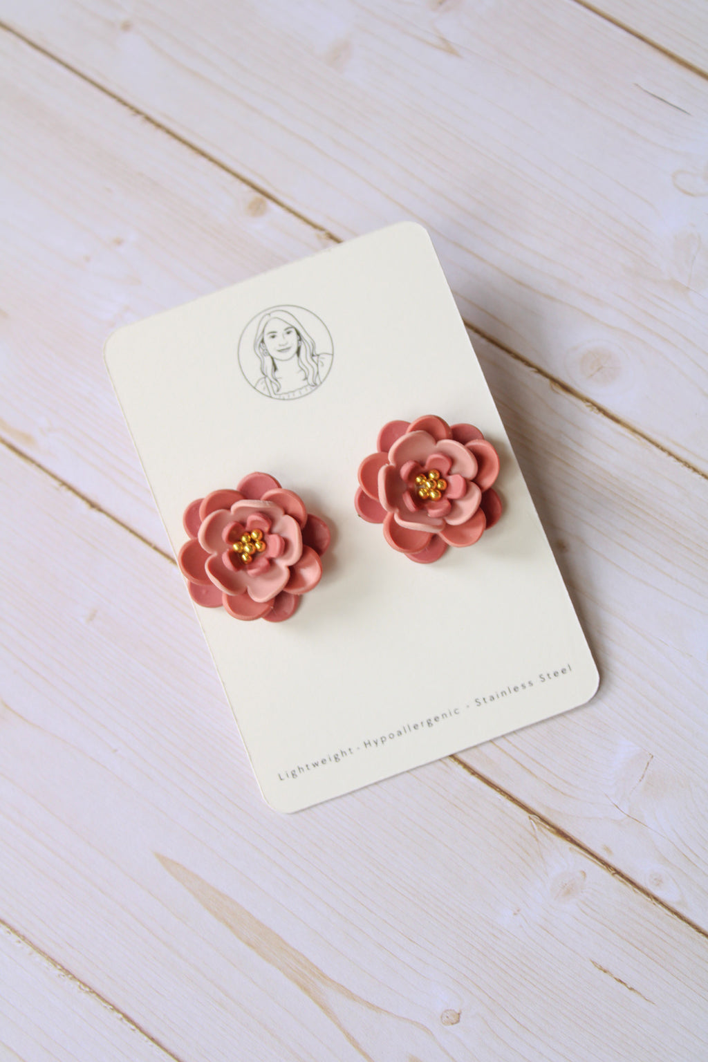 PUG4 Dainty Floral Bookish Inspired STUD earrings, Handmade Polymer Clay Dangle, Gift, Soft Colors