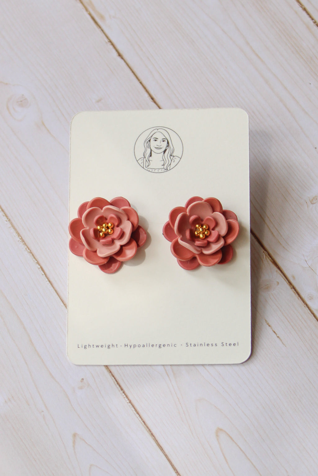 PUG4 Dainty Floral Bookish Inspired STUD earrings, Handmade Polymer Clay Dangle, Gift, Soft Colors