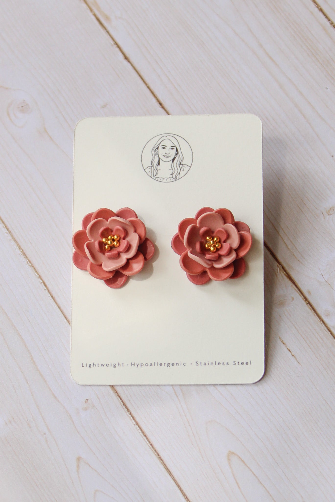 PUG4 Dainty Floral Bookish Inspired STUD earrings, Handmade Polymer Clay Dangle, Gift, Soft Colors