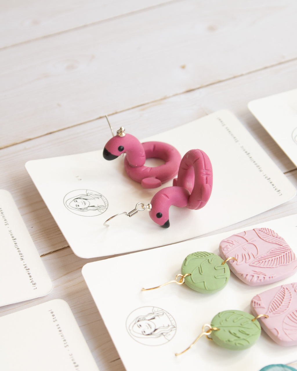 SS16 Pink Flamingo Pool Float Earrings | Fun Summer Statement Earrings | Handmade Polymer Clay