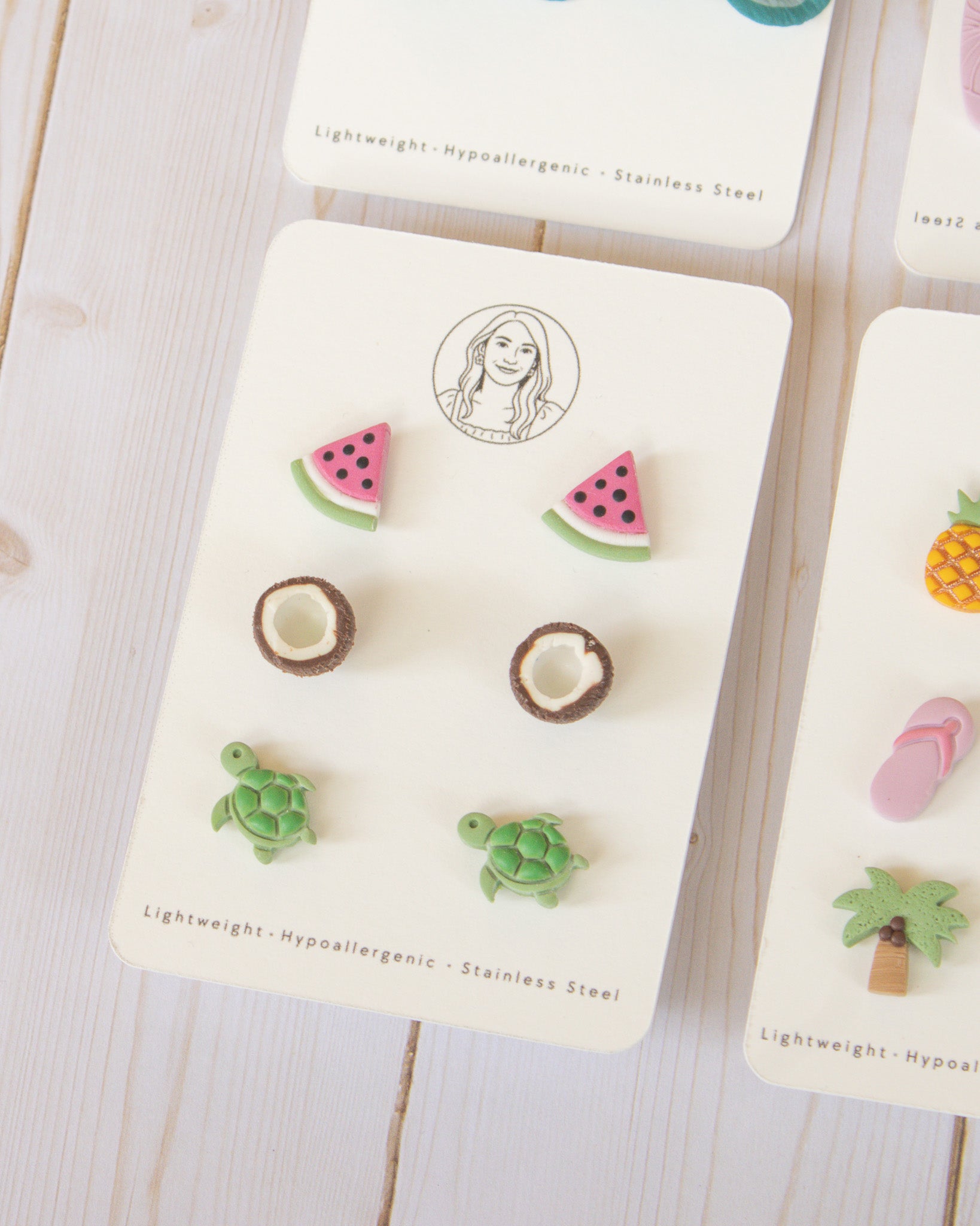 SS8 Watermelon Turtle Coconut Stud pack Earrings | Cute Summer Fruit Earrings | Handmade Polymer Clay | Hypoallergenic