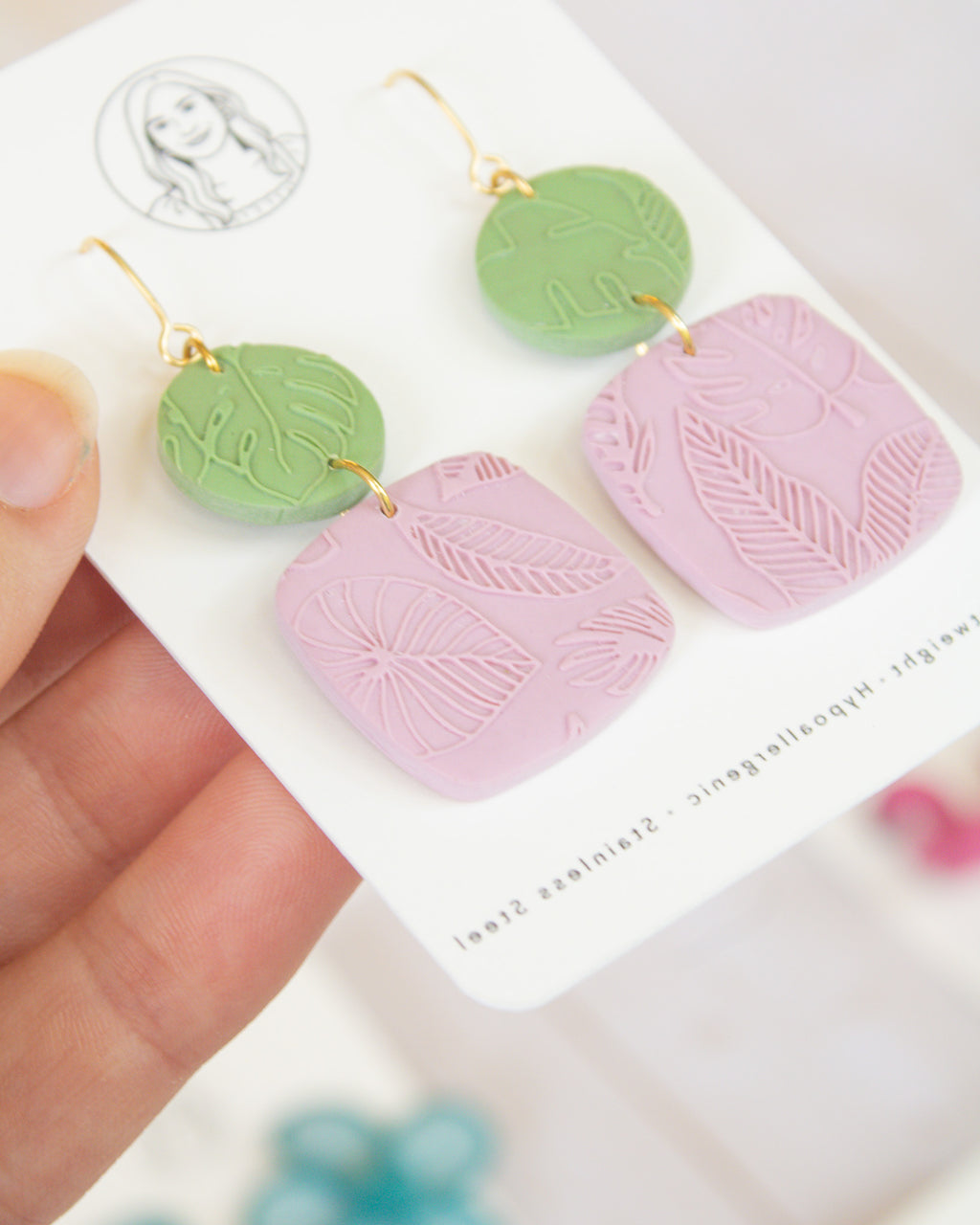 SS14 Tropical Leaf Teardrop Earrings | Everyday Statement Earrings | Lightweight Polymer Clay | Gifts for Her
