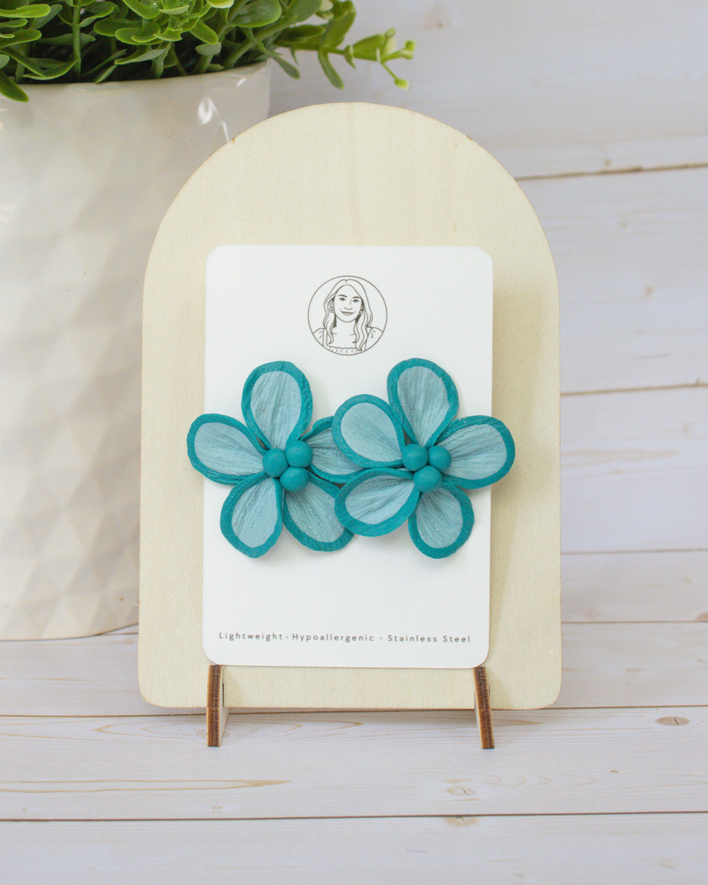 SS5 Teal Floral Statement Earrings | Lightweight Tropical Summer | Lightweight Polymer Clay| Gifts for Her
