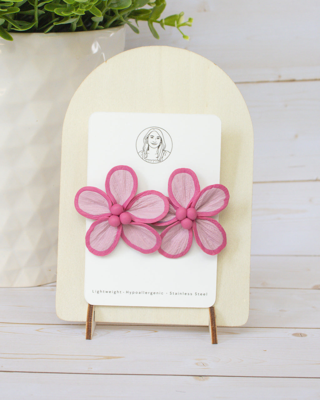 SS4 Pink Floral Statement Earrings | Lightweight Tropical Summer | Lightweight Polymer Clay| Gifts for Her