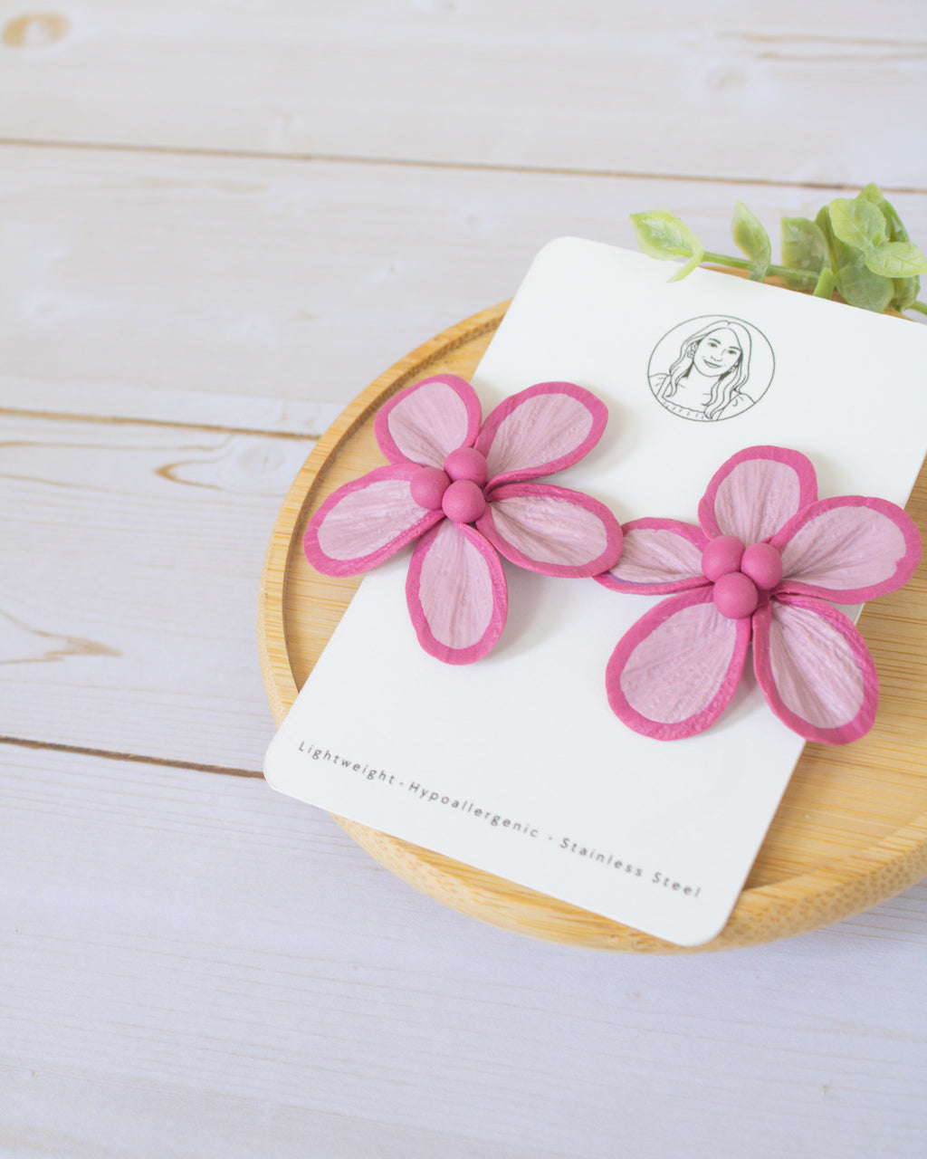 SS4 Pink Floral Statement Earrings | Lightweight Tropical Summer | Lightweight Polymer Clay| Gifts for Her