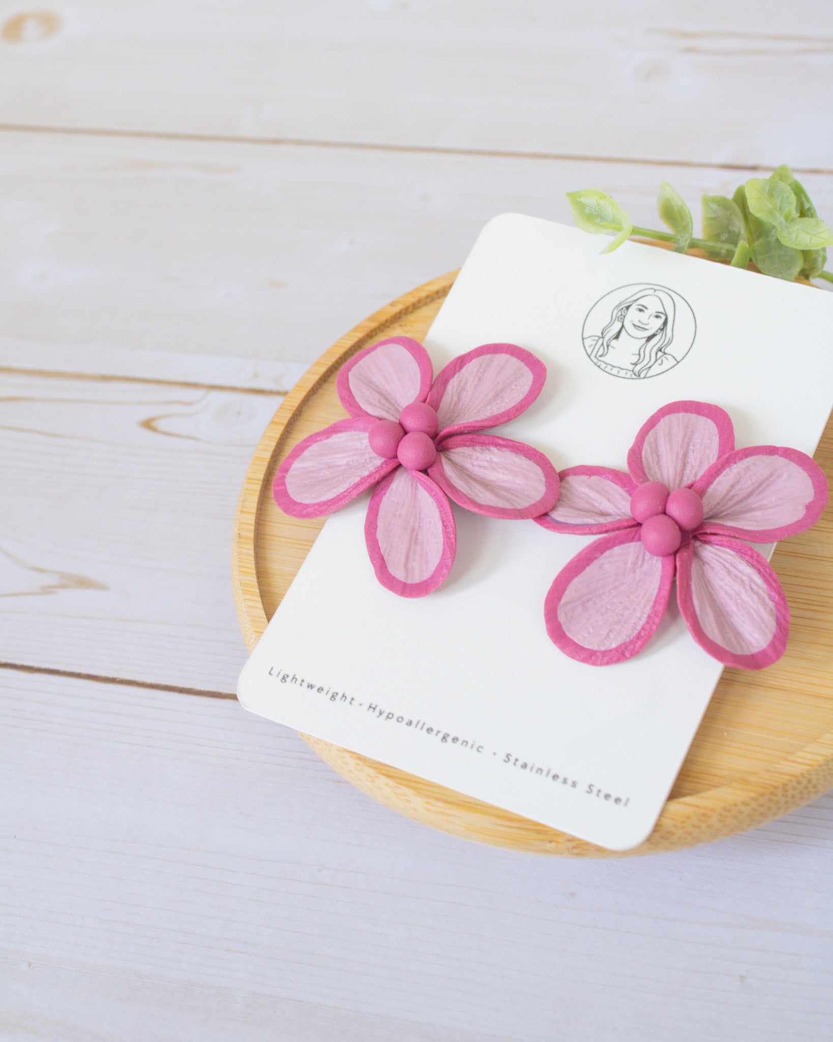 SS4 Pink Floral Statement Earrings | Lightweight Tropical Summer | Lightweight Polymer Clay| Gifts for Her