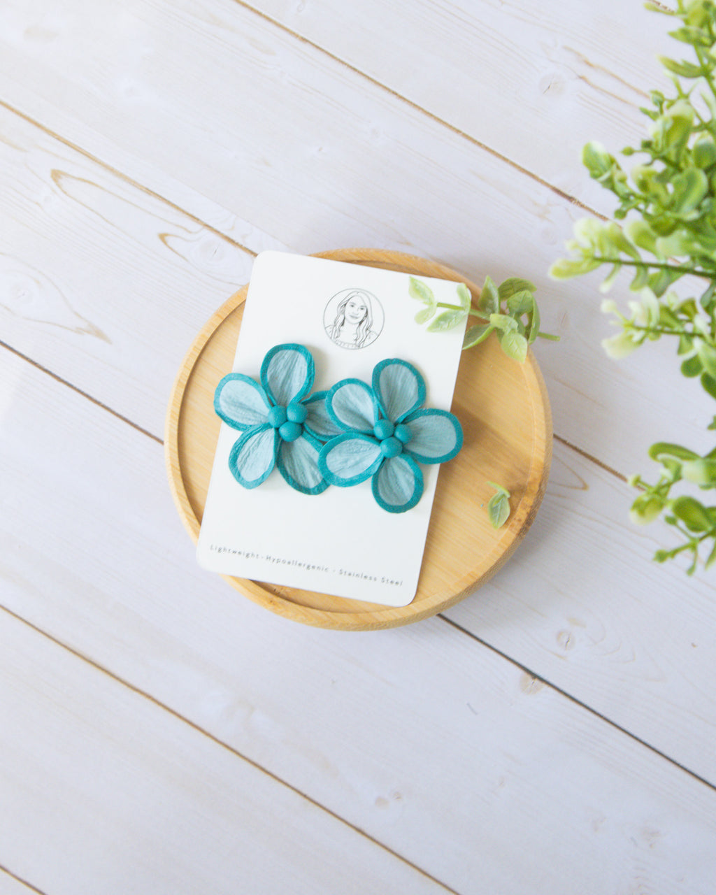 SS5 Teal Floral Statement Earrings | Lightweight Tropical Summer | Lightweight Polymer Clay| Gifts for Her