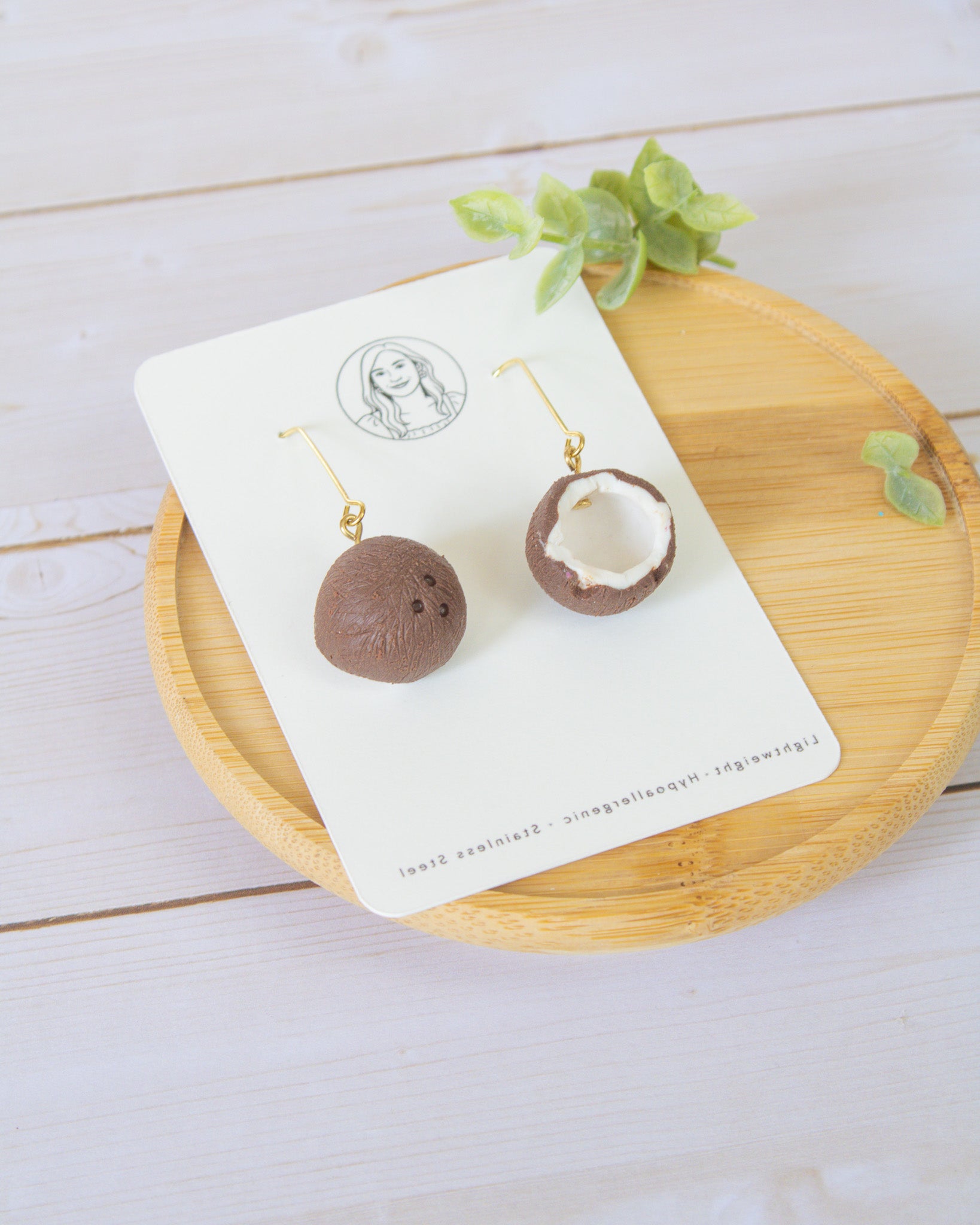 SS3 Handmade Coconut Dangle Earrings | Lightweight Tropical Summer Earrings | Lightweight Polymer Clay| Gifts for Her