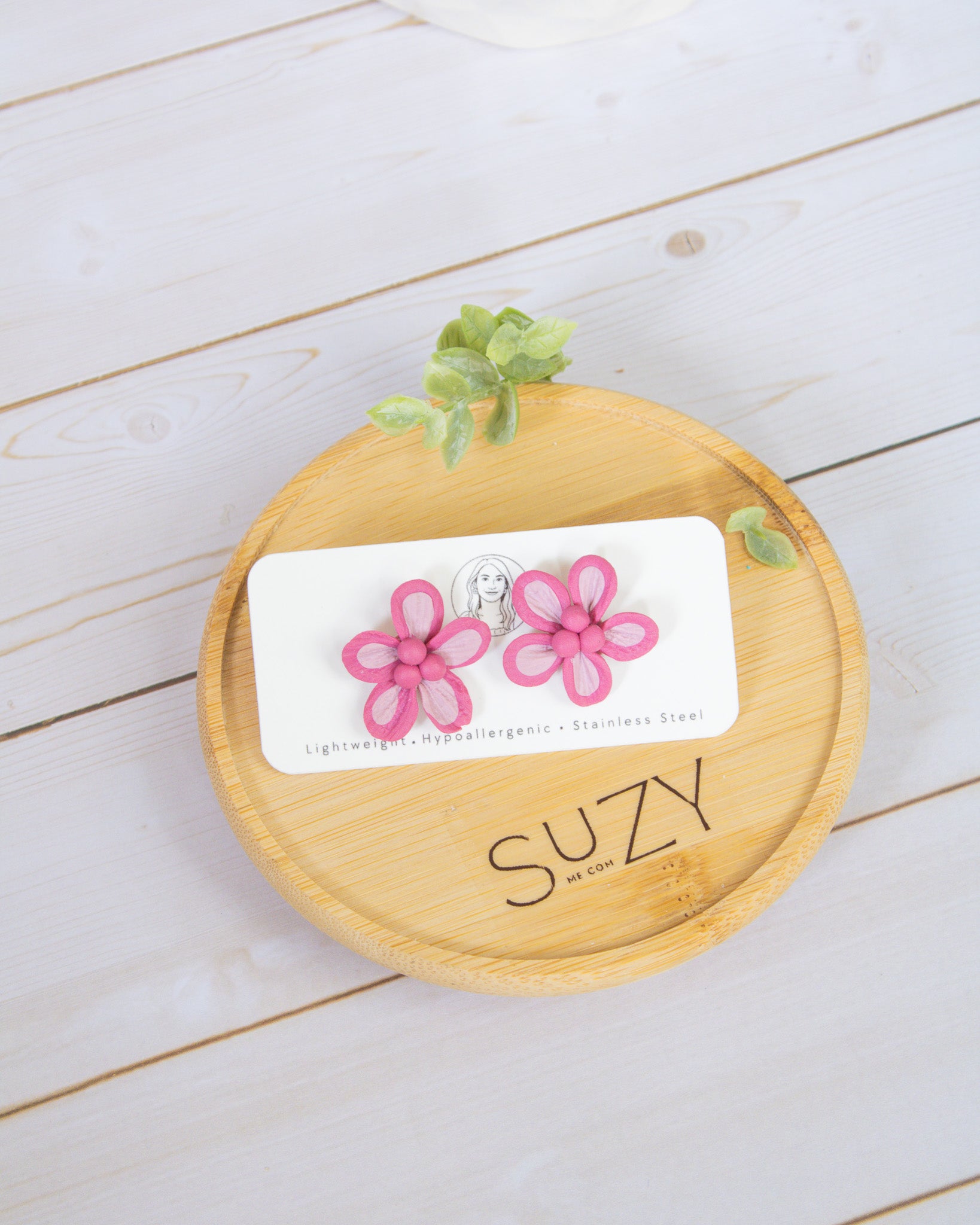 SS7 Pink Floral STUD Earrings | Lightweight Tropical Summer | Lightweight Polymer Clay| Gifts for Her
