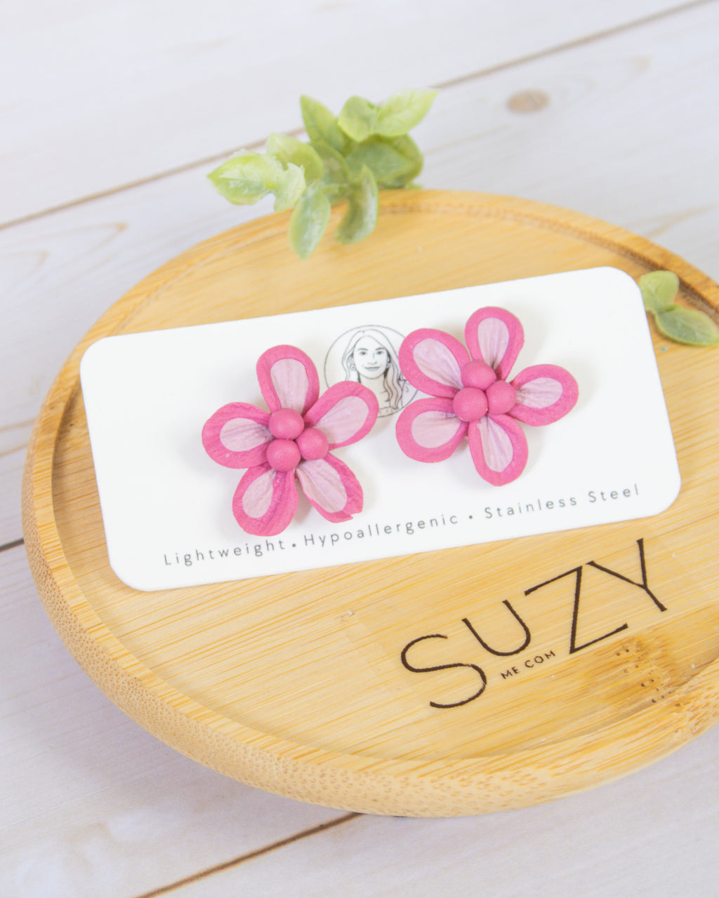 SS7 Pink Floral STUD Earrings | Lightweight Tropical Summer | Lightweight Polymer Clay| Gifts for Her