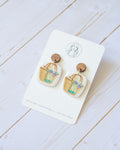 SS15 Summer Tote Bag Earrings Wood | Vacation Statement Earrings | Handmade Polymer Clay | Lightweight