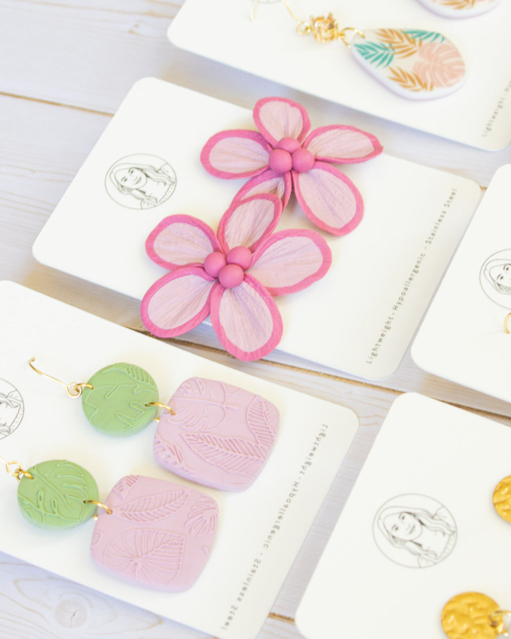 SS4 Pink Floral Statement Earrings | Lightweight Tropical Summer | Lightweight Polymer Clay| Gifts for Her
