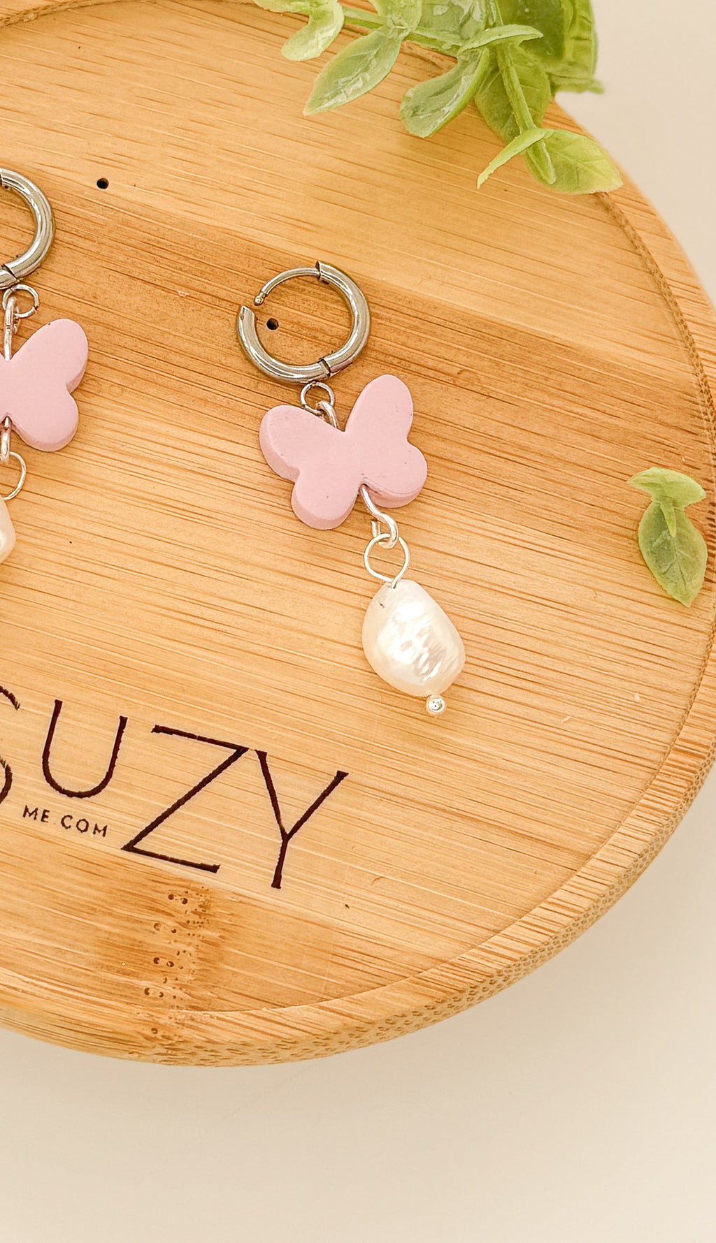 SUZY8 Everyday, Lightweight Hypoallergenic Stainless Steel Earrings, Durable Handmade Polymer Clay Jewelry, Trendy Soft Pastel Colors Butterfly Dangles