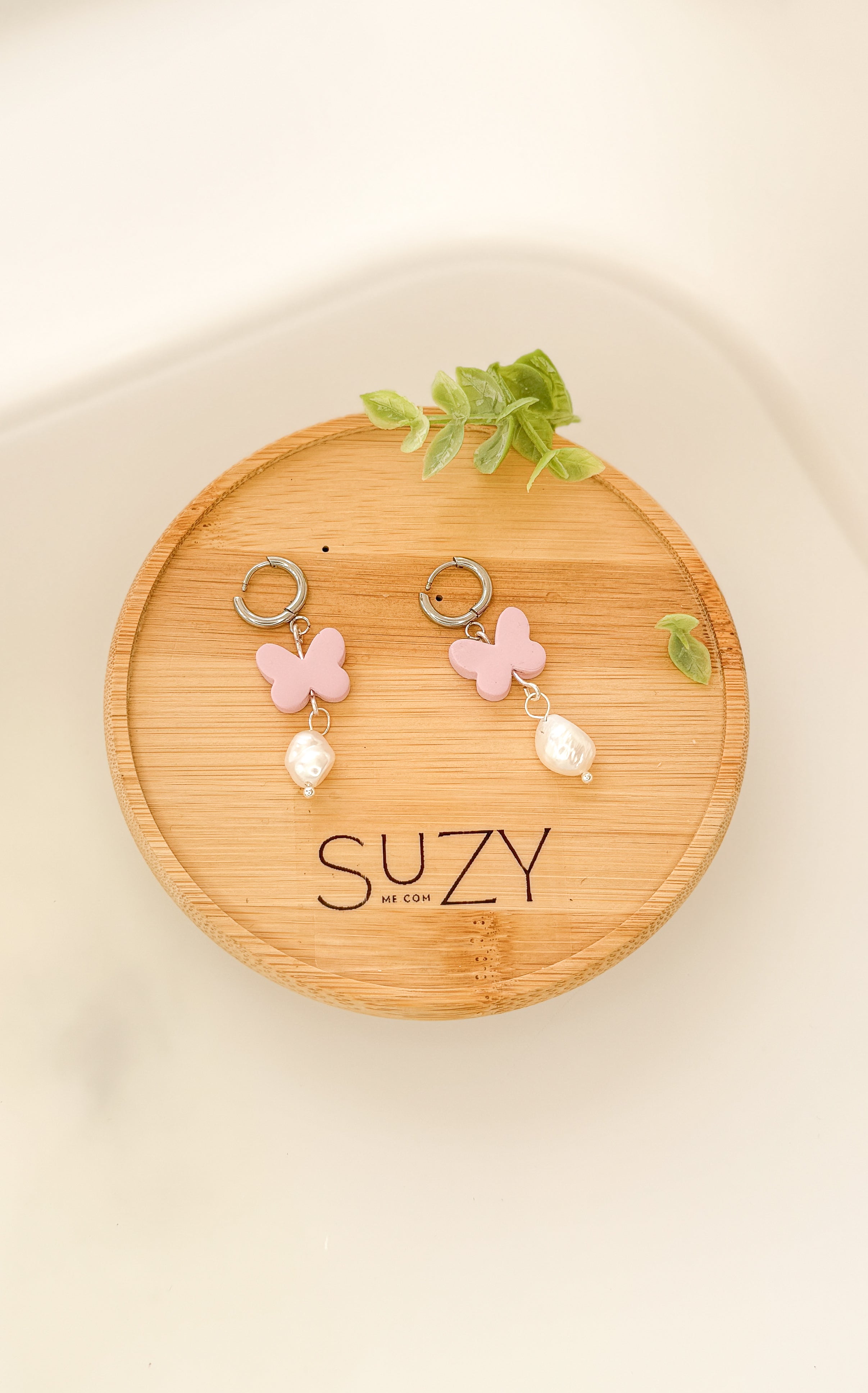 SUZY8 Everyday, Lightweight Hypoallergenic Stainless Steel Earrings, Durable Handmade Polymer Clay Jewelry, Trendy Soft Pastel Colors Butterfly Dangles