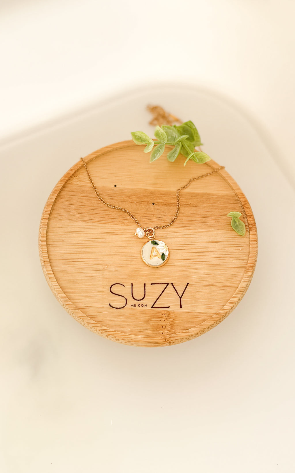 Initial Necklace, Stainless Steel, Polymer Clay Letter Pendant, Minimalist Alphabet Jewelry, Personalized Gift, pearl, glass crystal