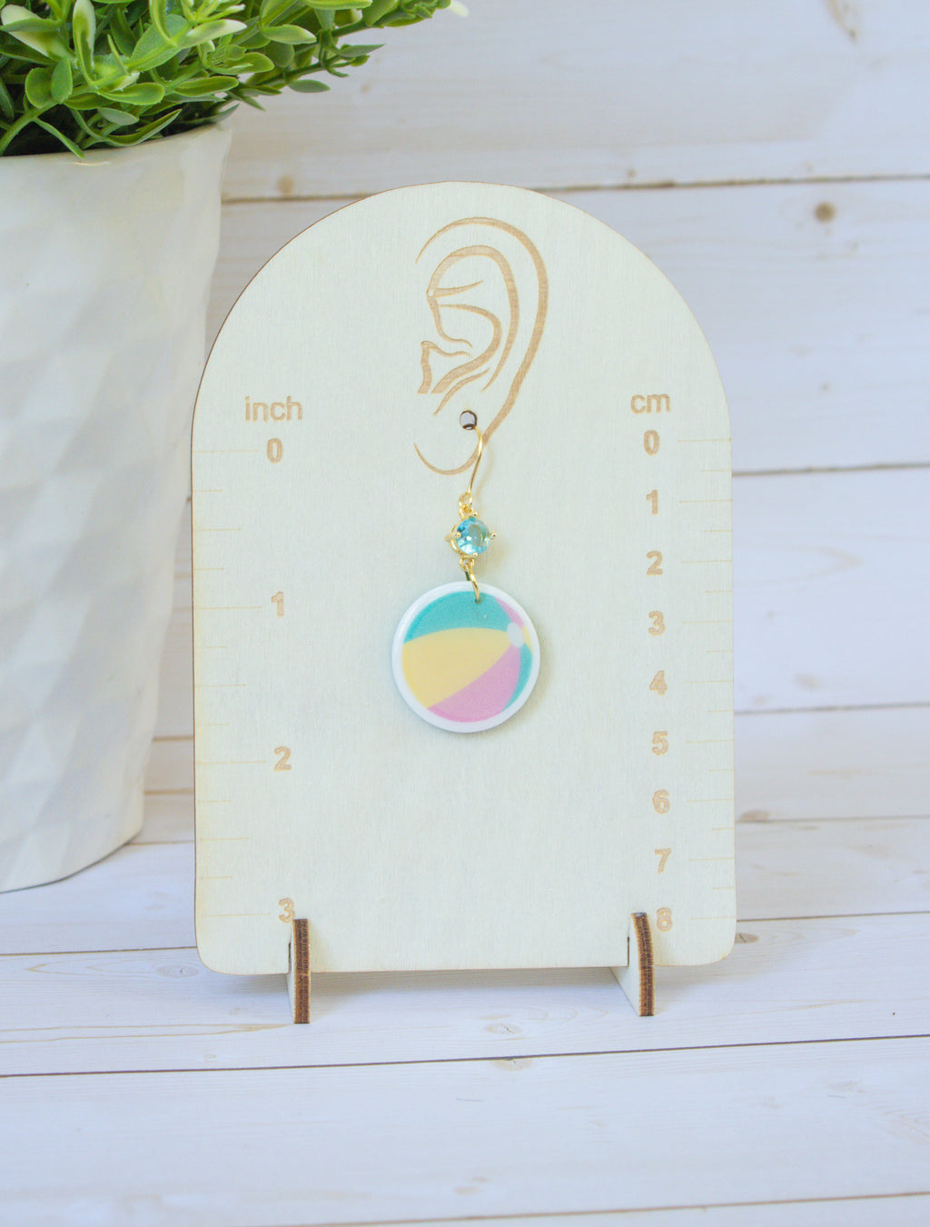 SS10 Beach Ball Dangle Earrings | Summer Pool Party Earrings | Handmade Polymer Clay | Lightweight & Hypoallergenic