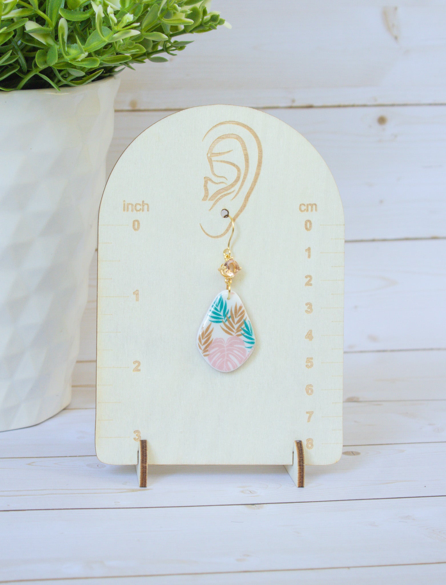 SS11 Tropical Leaf Teardrop Earrings | Vacation Statement Earrings | Lightweight Polymer Clay | Gifts for Her