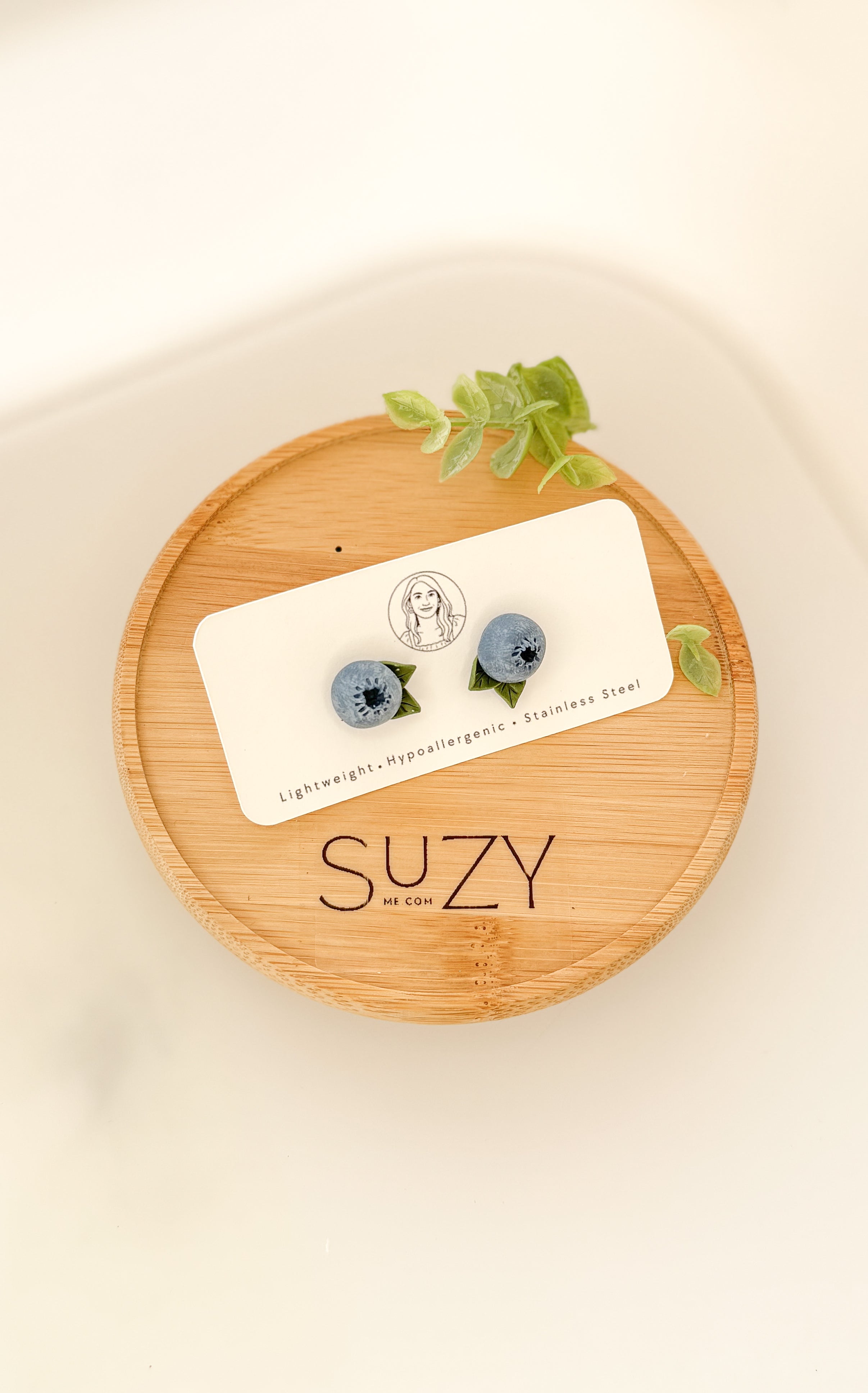 FR1 Fruit Inspired Earrings - Blueberries, Lightweight Statement Jewelry, Boutique Gift for Her STUDS