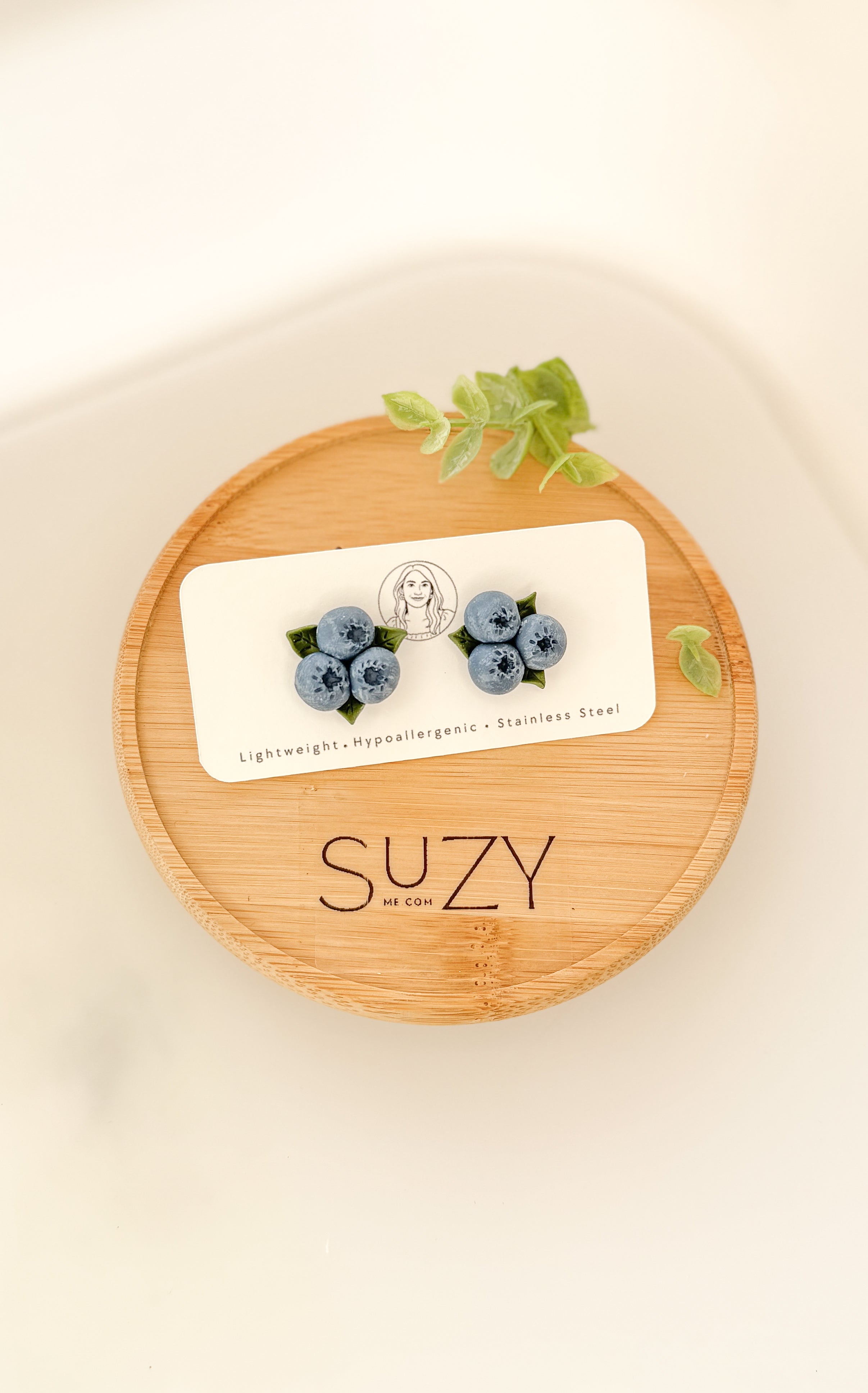 FR1 Fruit Inspired Earrings - Blueberries, Lightweight Statement Jewelry, Boutique Gift for Her STUDS