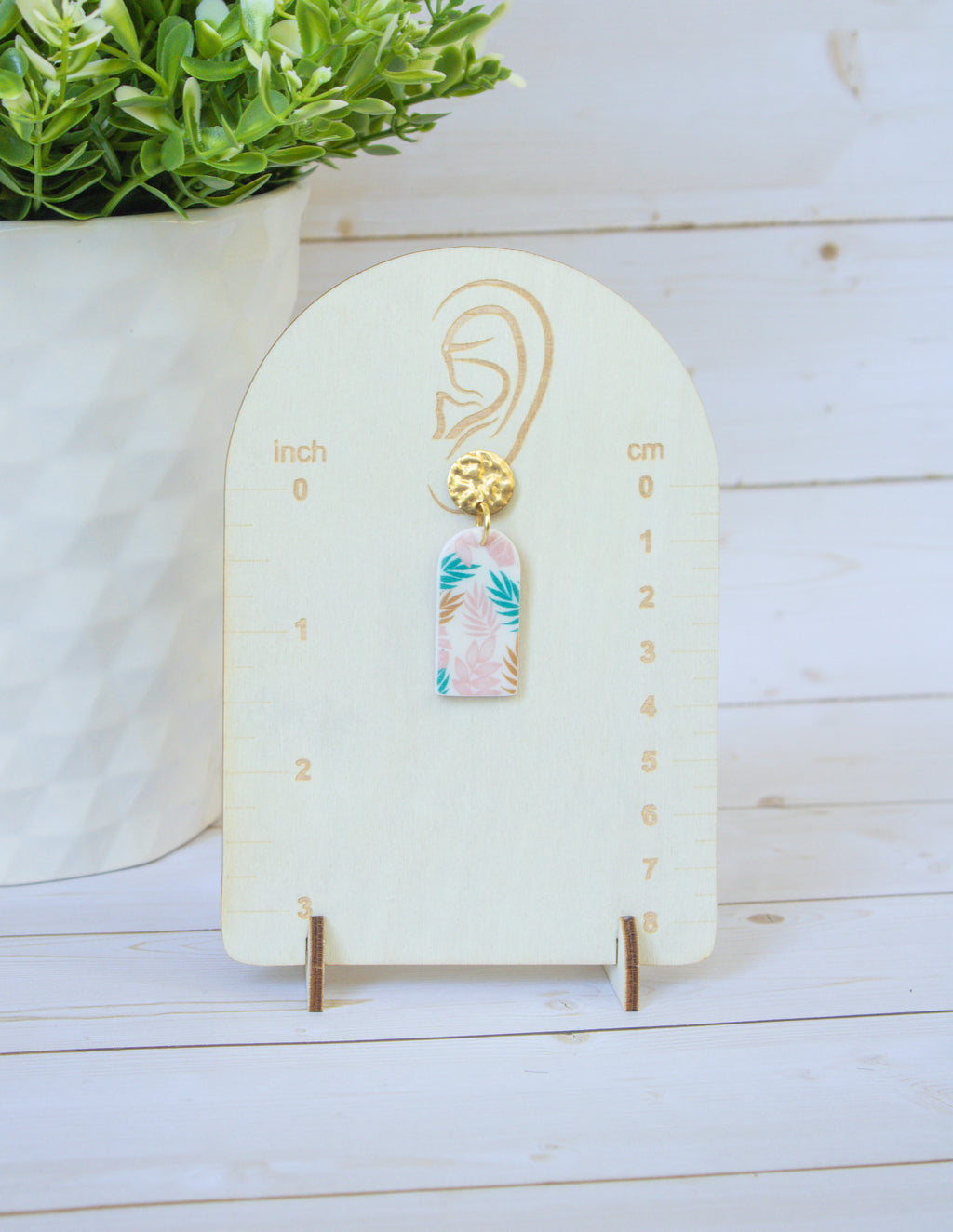 SS12 Tropical Leaf Teardrop Earrings Gold | Vacation Statement Earrings | Lightweight Polymer Clay | Gifts for Her