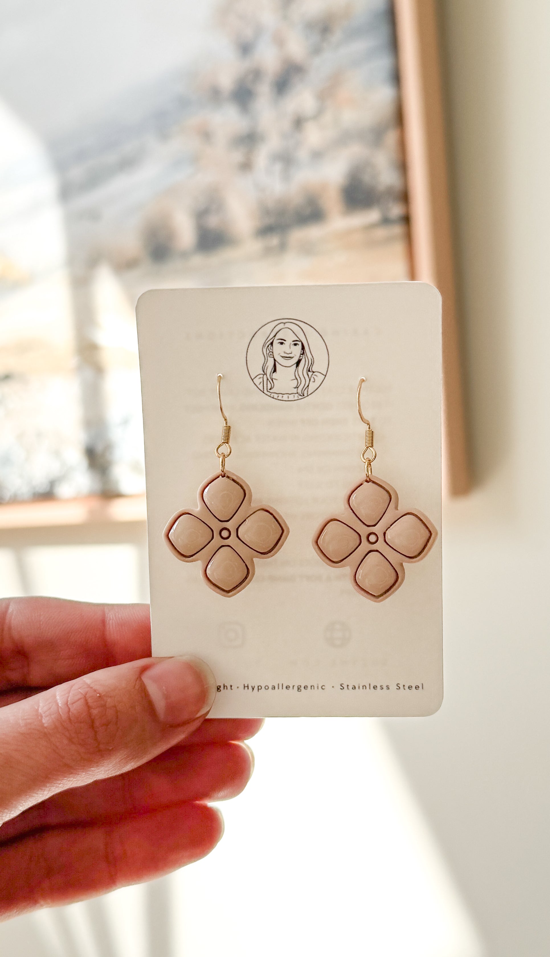 SUZY11 Everyday, Lightweight Hypoallergenic Stainless Steel Earrings, Durable Handmade Polymer Clay Jewelry, Trendy Soft Pastel Colors