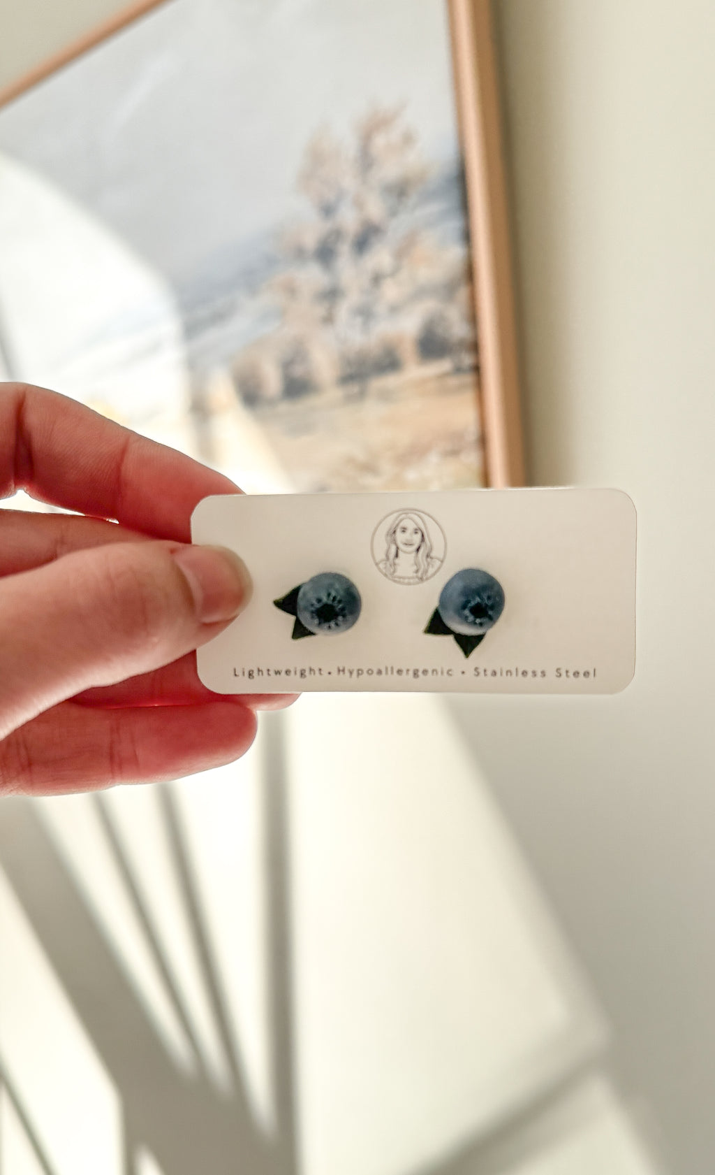 FR1 Fruit Inspired Earrings - Blueberries, Lightweight Statement Jewelry, Boutique Gift for Her STUDS