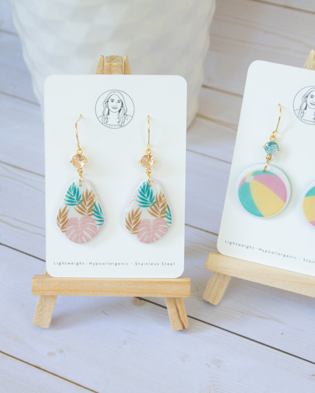 SS11 Tropical Leaf Teardrop Earrings | Vacation Statement Earrings | Lightweight Polymer Clay | Gifts for Her