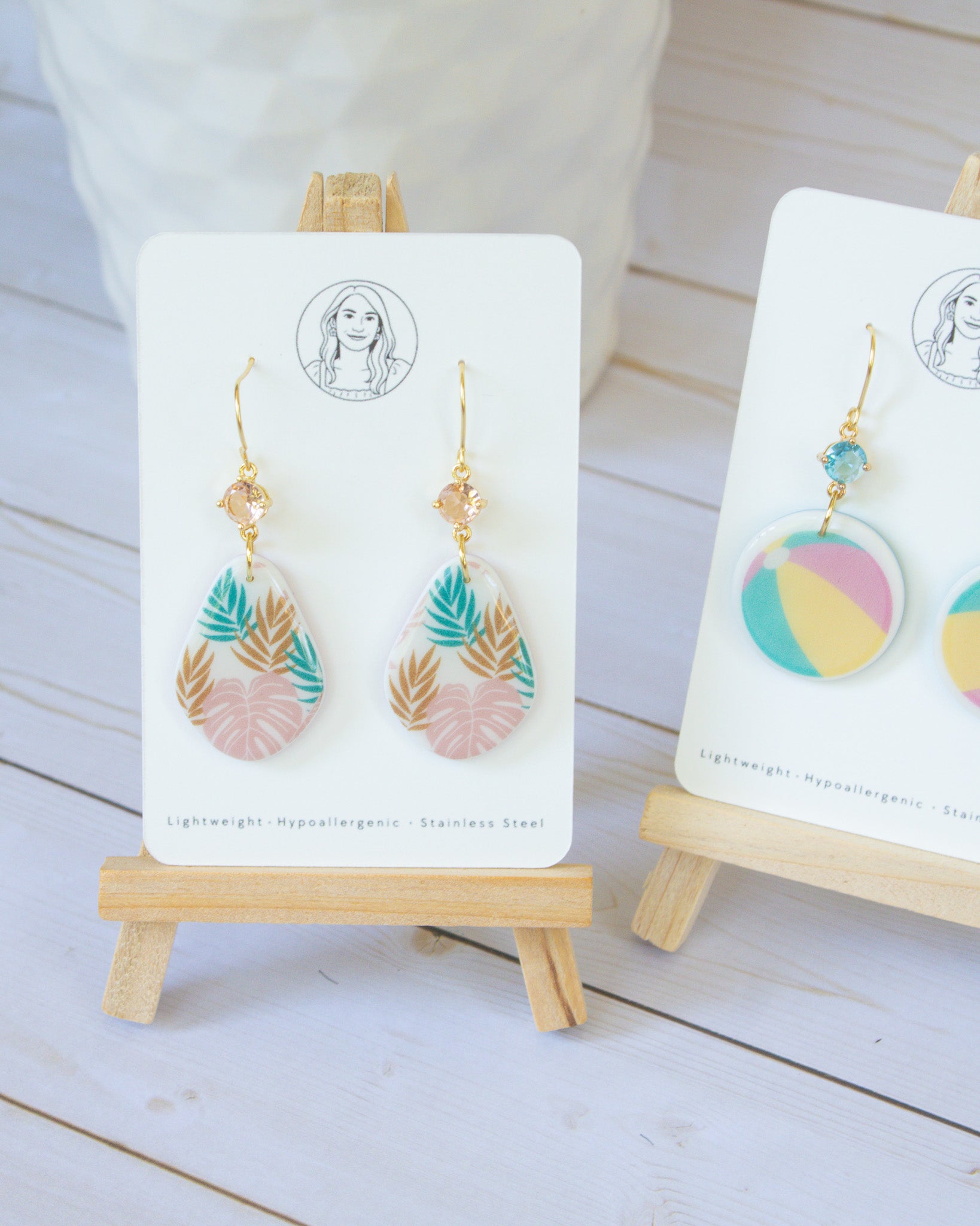 SS11 Tropical Leaf Teardrop Earrings | Vacation Statement Earrings | Lightweight Polymer Clay | Gifts for Her