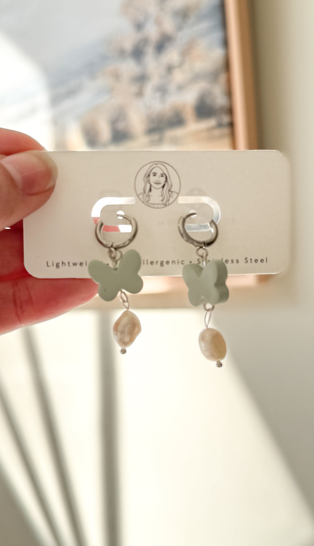 SUZY8 Everyday, Lightweight Hypoallergenic Stainless Steel Earrings, Durable Handmade Polymer Clay Jewelry, Trendy Soft Pastel Colors Butterfly Dangles